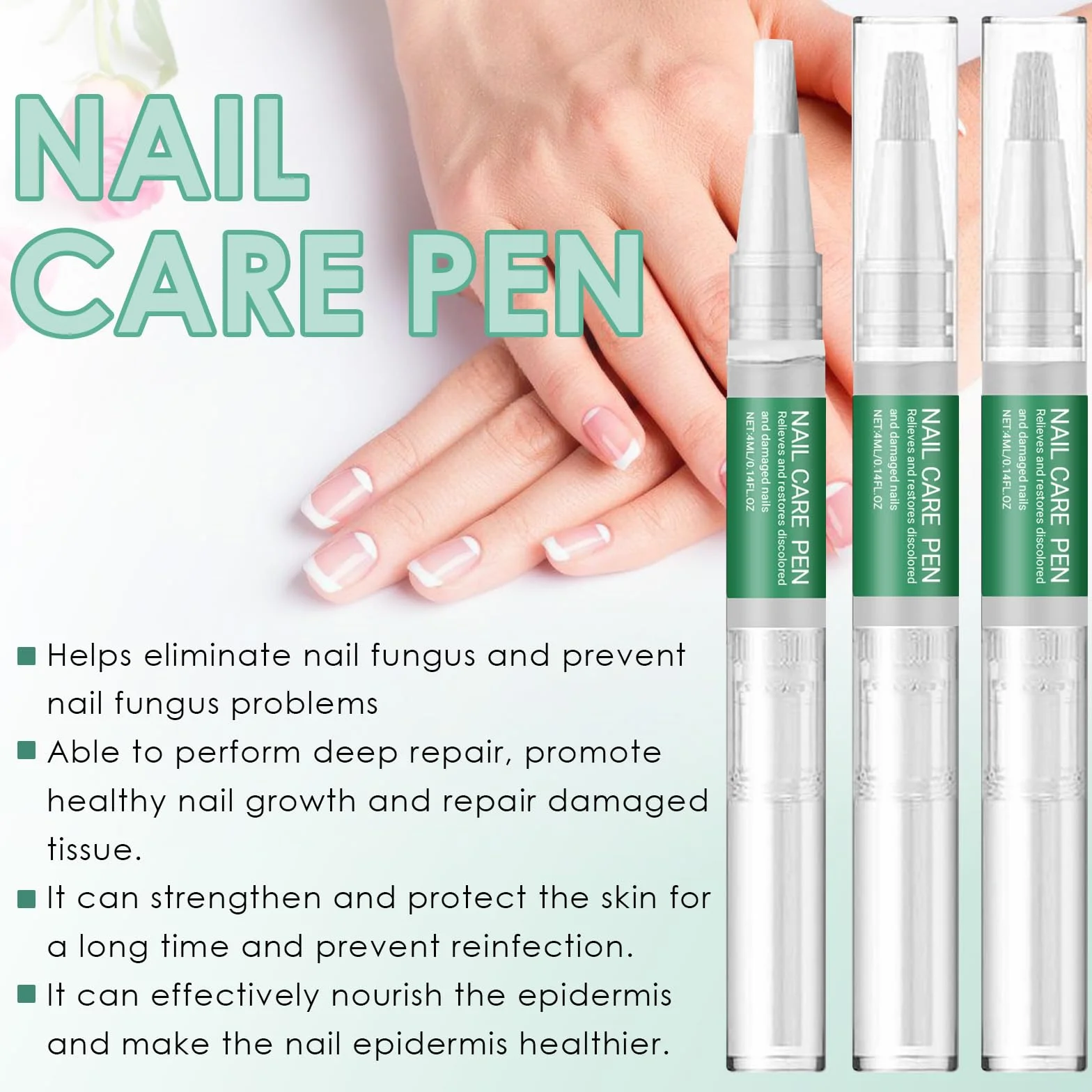 3 Kawałki Długopis do pielęgnacji paznokci,Nail Repair Solution,Pielęgnacja paznokci u nóg,Pielęgnacja palców i pedicure