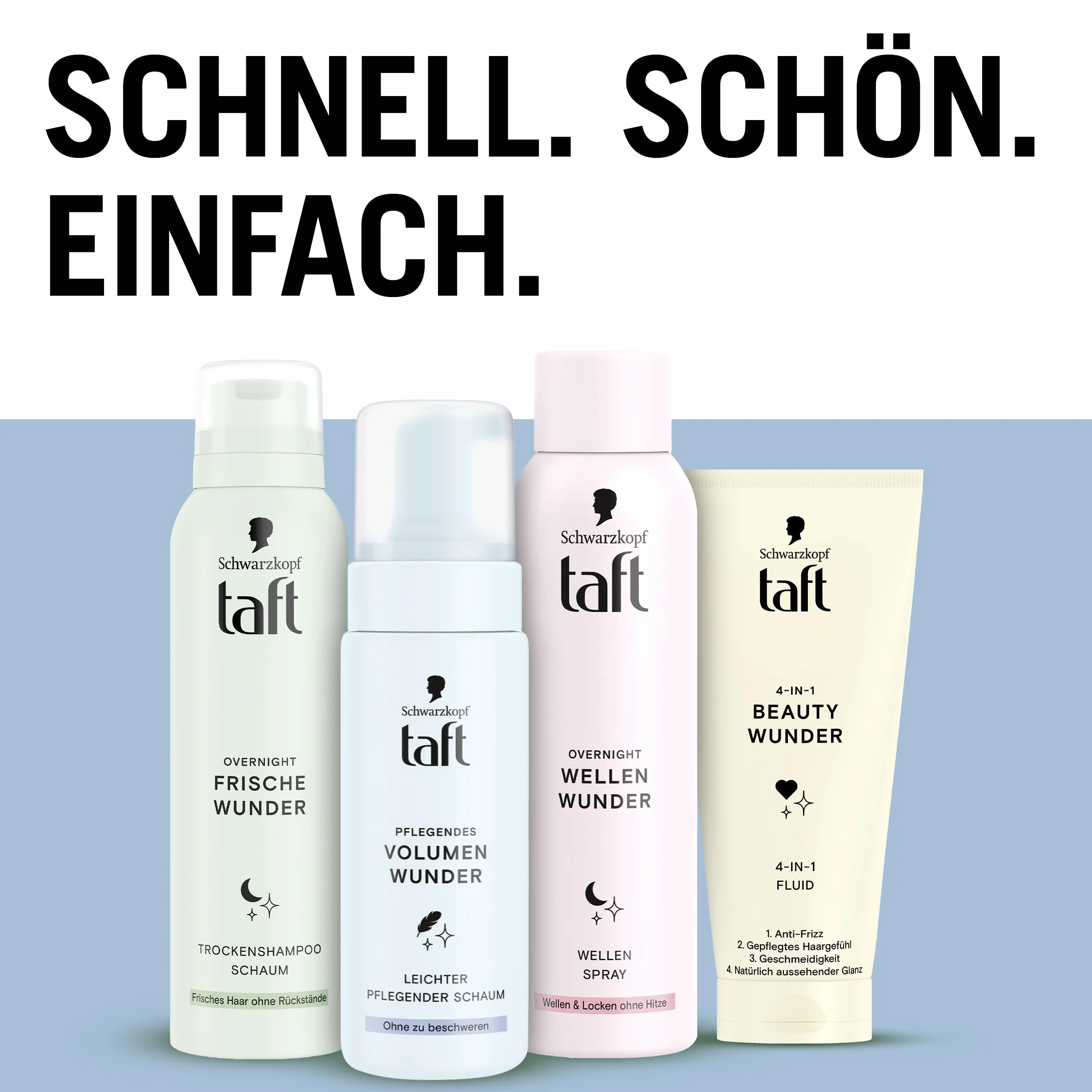 Schwarzkopf Taft suchy szampon z pianki Overnight Fresh Wunder (150 ml), stylizacja włosów o odżywczych, odświeżających właściwościach podczas snu, nadaje się do wszystkich rodzajów włosów, wegańska