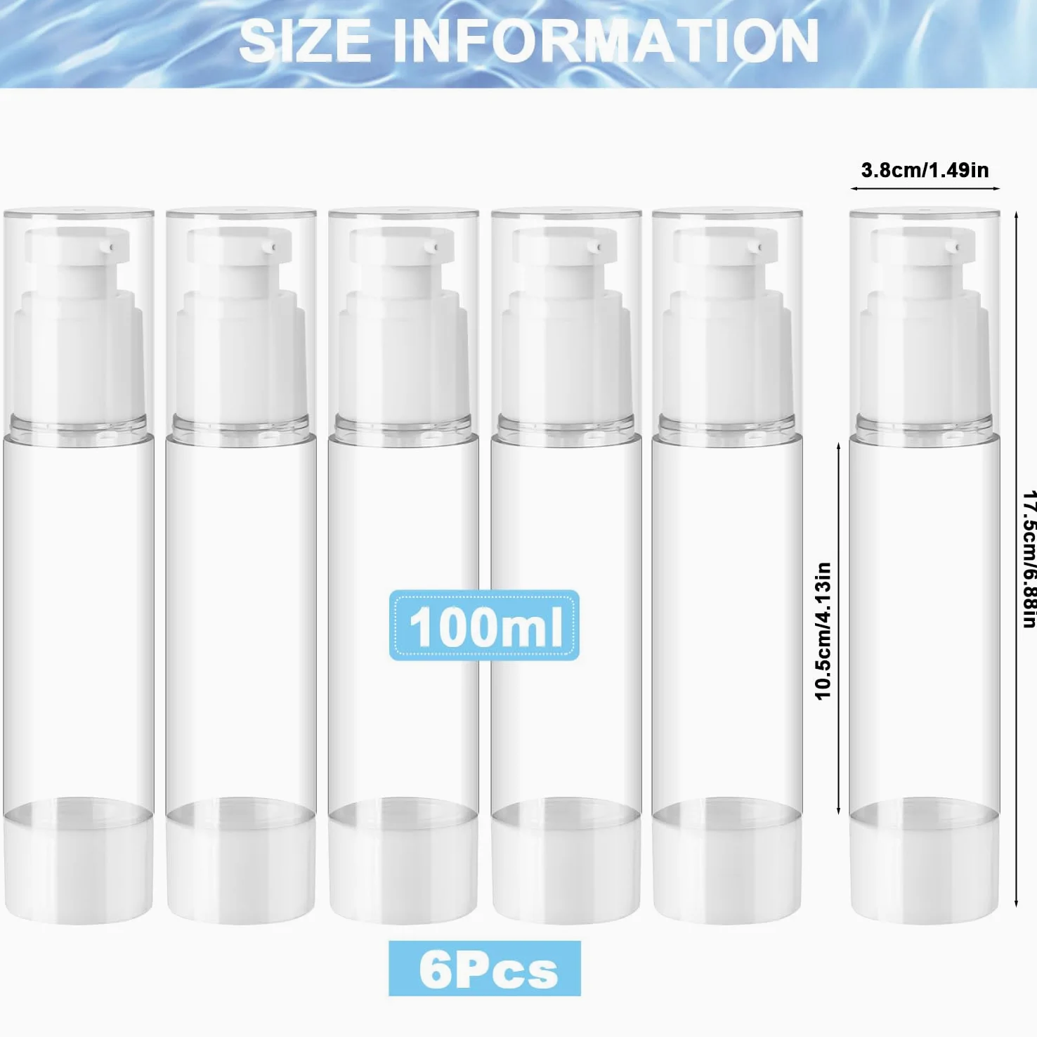 Próżniowe butelki podróżne Airless Dozownik 100 ml 6 sztuk puste na krem balsam szampon