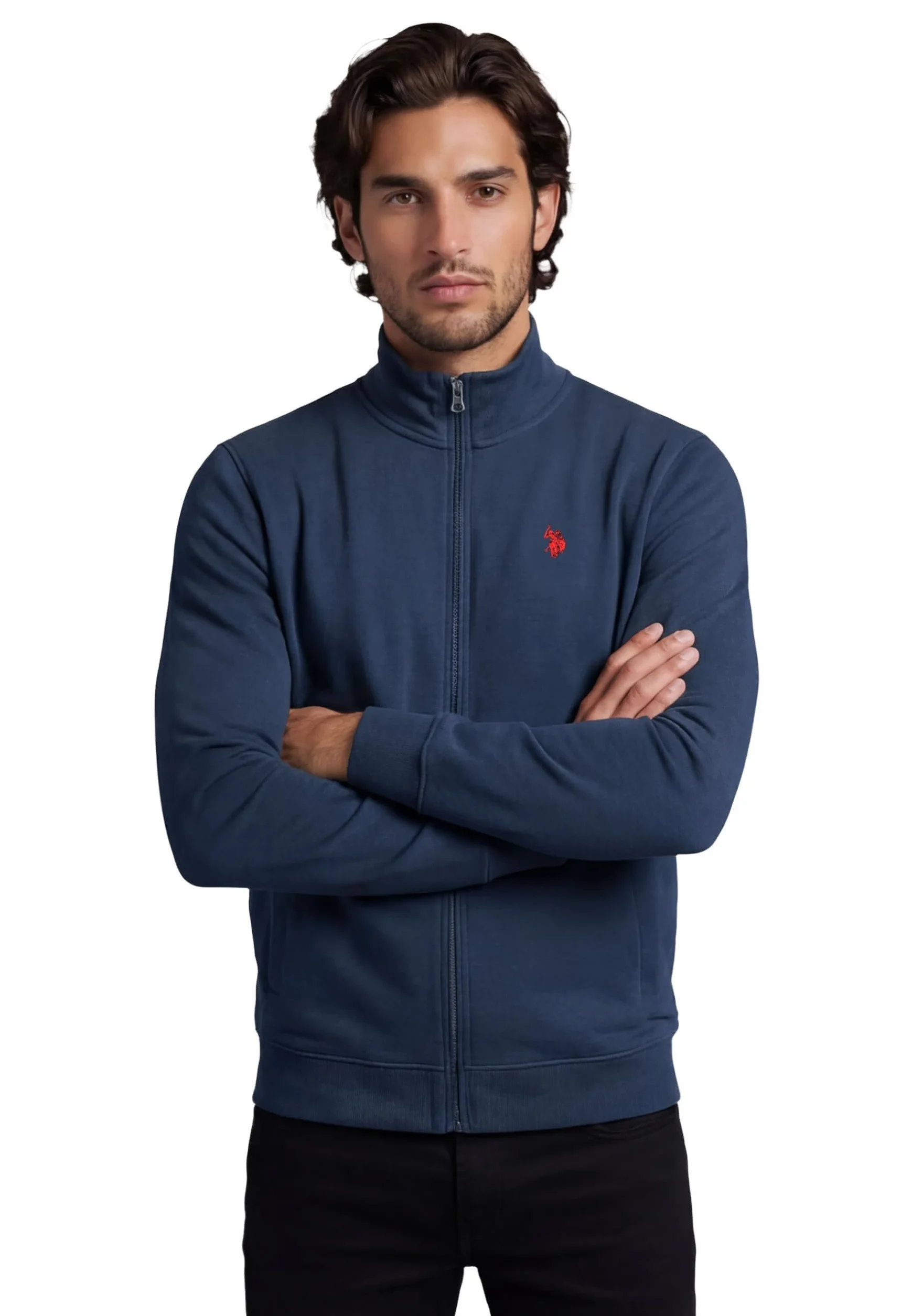 U.S. POLO ASSN. Męska bluza (S-XXL) z bawełny, ze stójką, z długim rękawem P020