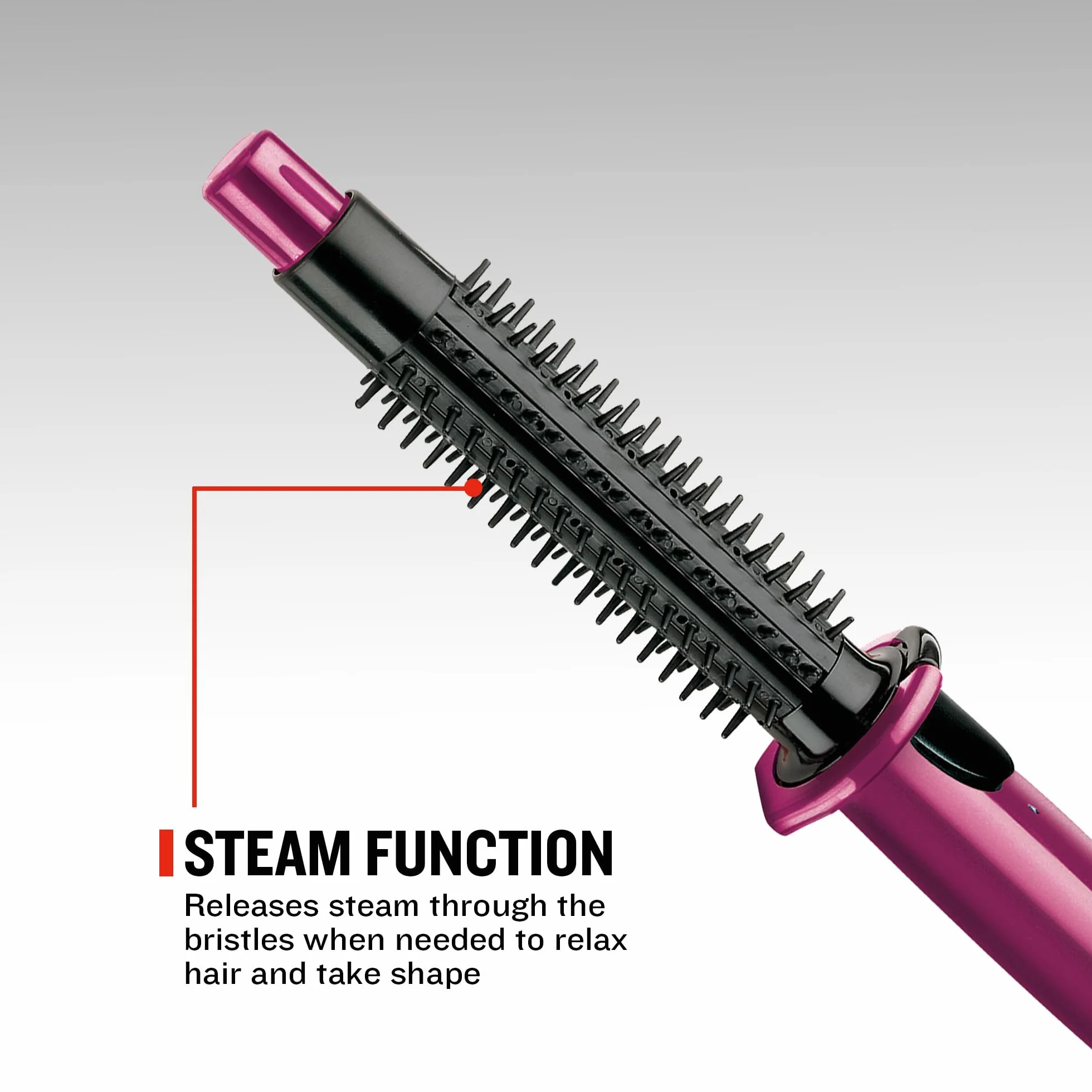 Remington gorąca szczotka z funkcją pary, do fal i loków, ceramiczna powłoka, szybkie nagrzewanie, zimna końcówka, obrotowy przewód, fioletowo-czarna, Flexibrush Steam CB4N