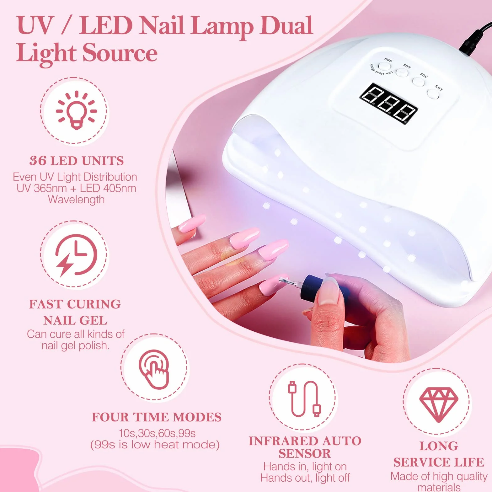 Coscelia Kompletny zestaw UV do paznokci 20 szt., lakier, żel, półtrwały, 80 W, lampa UV/LED, przedłużanie poliakrylowe, żelowe, 12 W, szlifierka do paznokci, akcesoria do usuwania skórek, dla