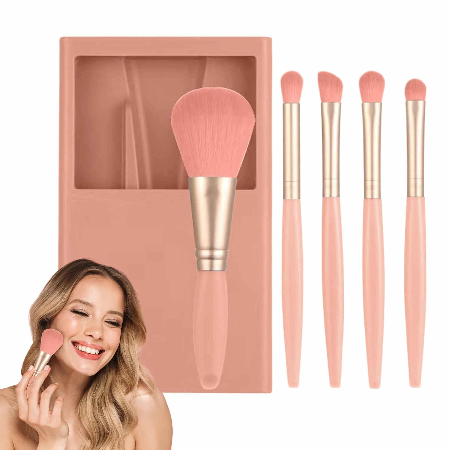 Easy to Clean Makeup Brush - Make Up Brushes Set, Makeup Brushes with Case and Mirror, Eyeshadow Blending with Protective Carry Case, Cosmetic Brush Kit, Eye Applicator for Face Contouring Blending