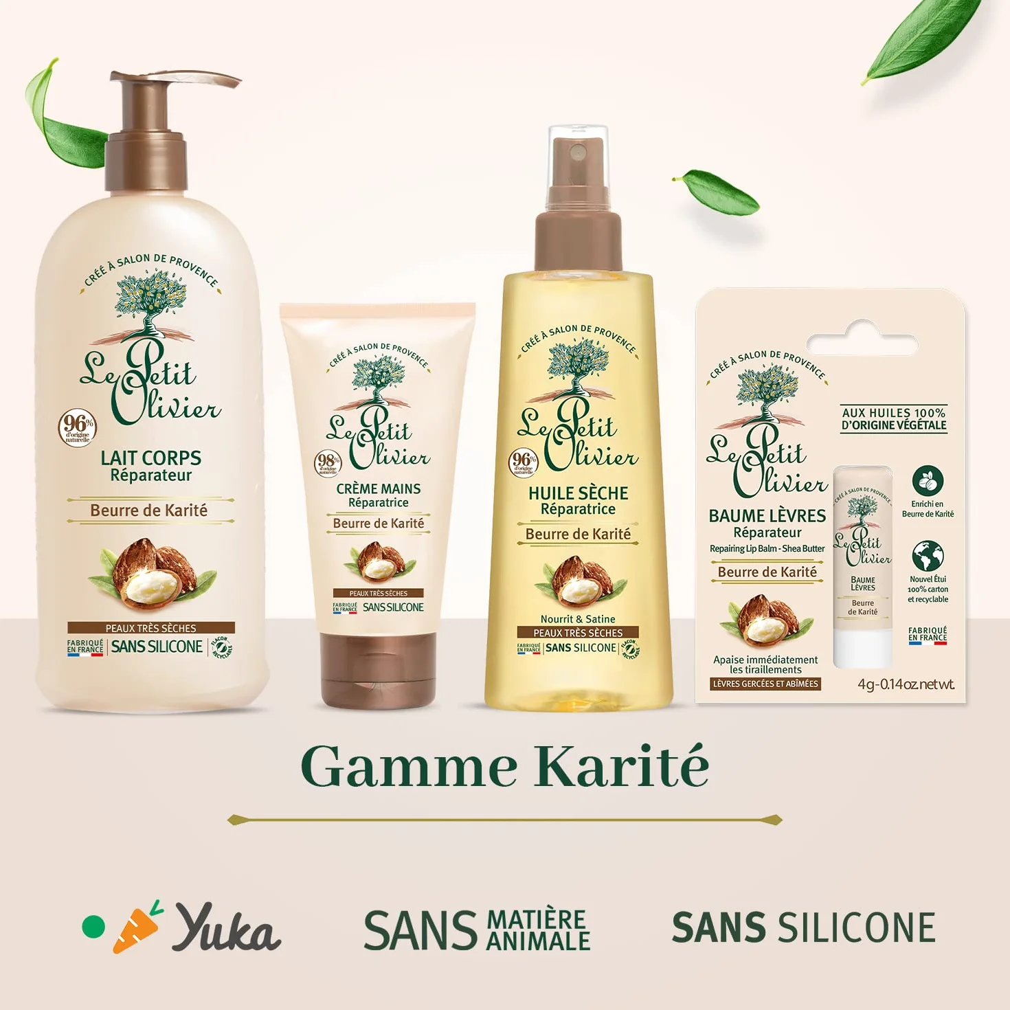 THE PETIT OLIVIER - Naprawcze mleko do ciała - Masło shea - Odżywa, naprawia i nawilża - Bardzo sucha skóra - 96% pochodzenia naturalnego - Bez silikonu - Wyprodukowano we Francji - 250 ml