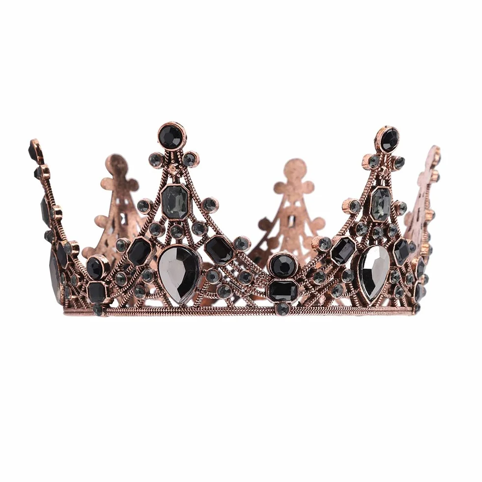 AUNMAS Vintage Vintage Barokowa Korona Korona Korona Topper na ślub Księżniczka Headpiece Akcesoria do włosów imprezowych, S, metal