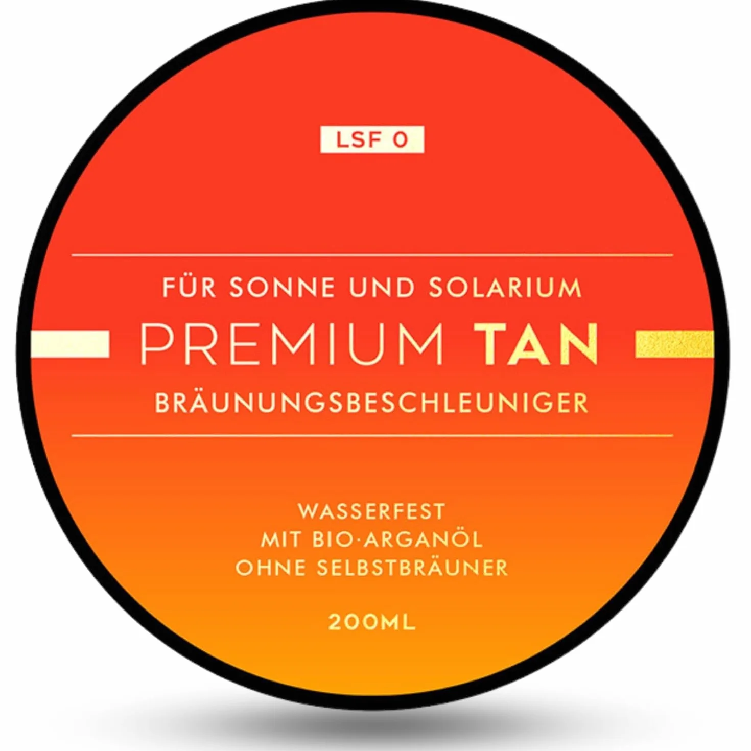 Premium Tan przyspieszacz opalania SPF 0, 200 ml – z olejkiem arganowym organicznym, wodoodporny, bez parabenów, nietestowany na zwierzętach – krem do opalania bez samoopalacza – zapewnia szybką,