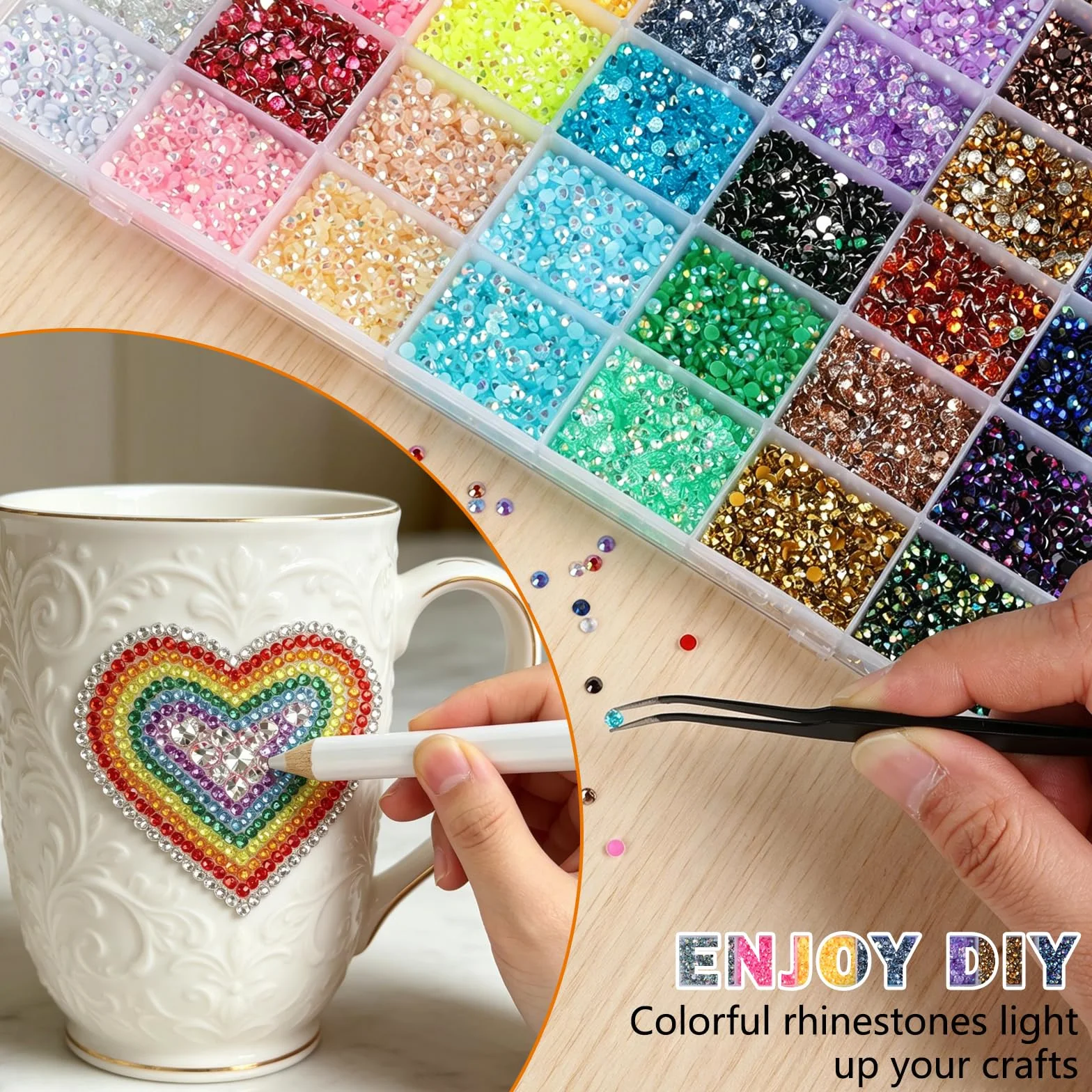 Zestaw Błyszczących Dżetów Żywicznych 33000 Sztuk, 42 Kolory 3mm Płaski Tył do Nail Art