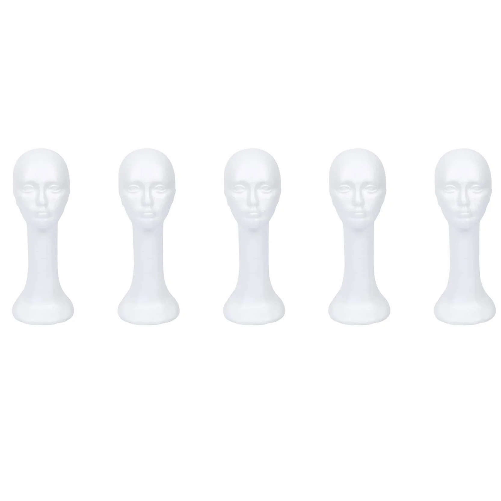 5X Długa szyja żeńska piankowa głowa model okulary włosy peruka manekin kapelusz stojak styropian