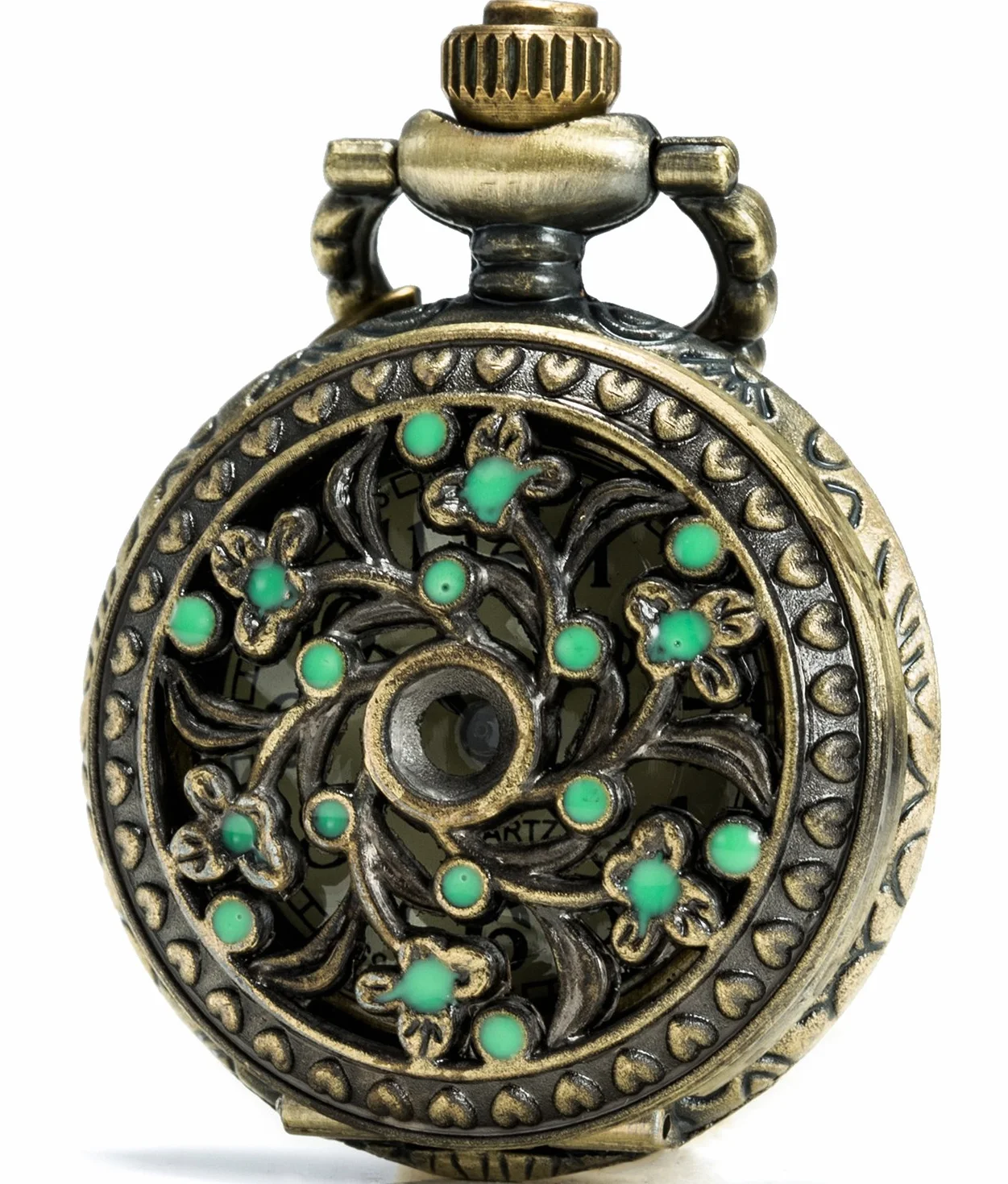 SEWOR modny styl gładka tarcza tarcza tarcza japoński kwarcowy zegarek kieszonkowy z podwójnym łańcuszkiem (metal i skóra) Small Green