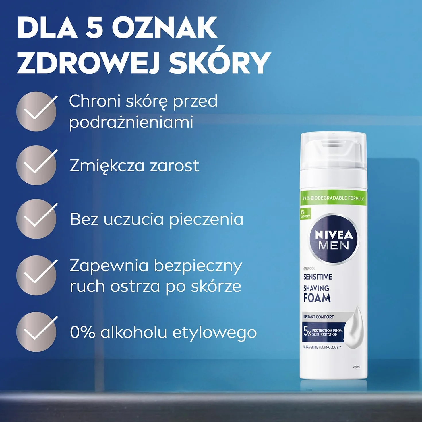 NIVEA MEN Sensitive Pianka do golenia – rumianek, hamamelis, witamina E, łagodząca formuła – 200 ml