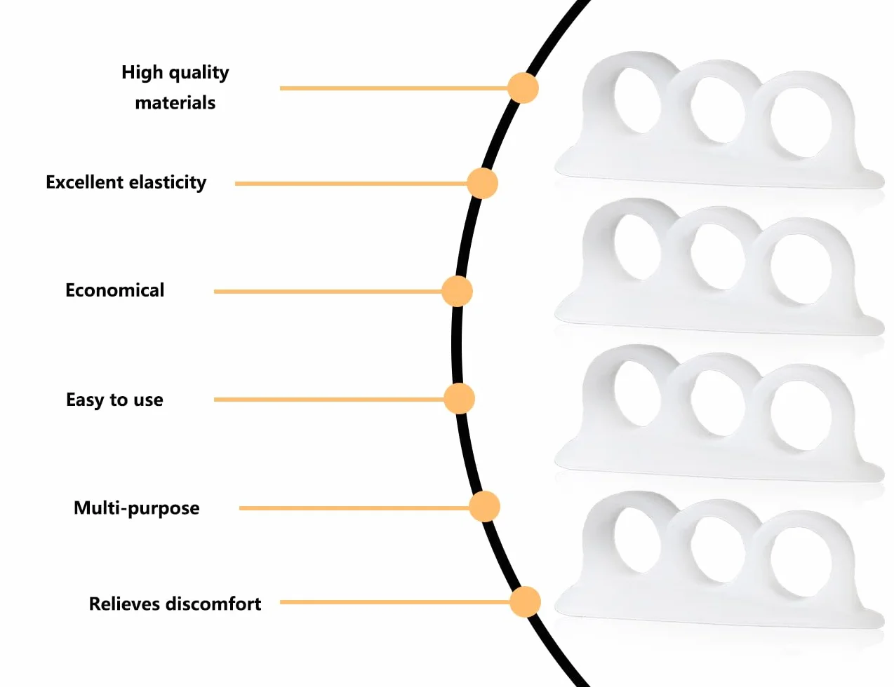 ZoeTekway Zestaw 4 separatorów palców, podkładka do korekcji palców, podkładka na palce młotka, zestaw rozpieraczy (biały)