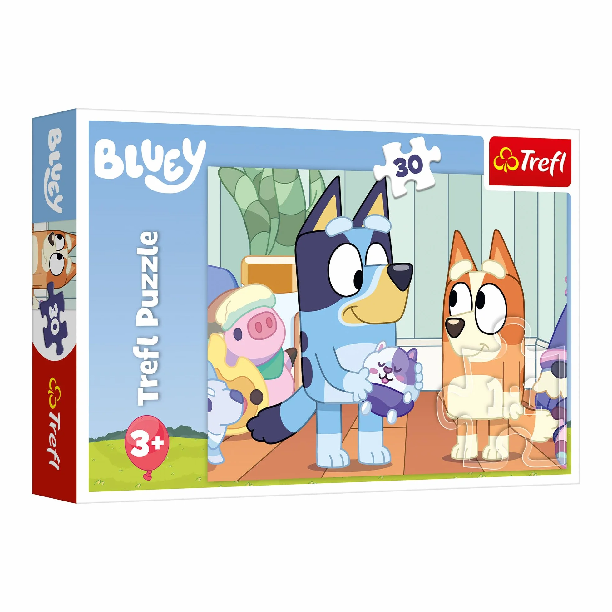 Trefl - Bluey, Z Bluey Zawsze Jest Wesoło - Puzzle 30 Elementów - Kolorowe Puzzle z Bohaterami Bajki, Kreatywna Rozrywka, Zabawa dla Dzieci od 3 lat