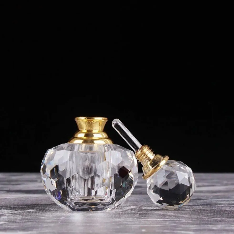 Szklana butelka perfum vintage z zakraplaczem na olejek eteryczny