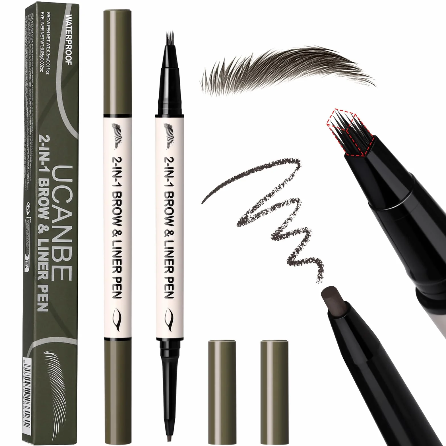 UCANBE Microblading kredka do brwi i żelowy eyeliner 2 w 1 – wodoodporny i odporny na wycieranie – kredka do brwi do naturalnego rysowania włosków – długotrwały definer brwi i oczu (czarno-brązowy)