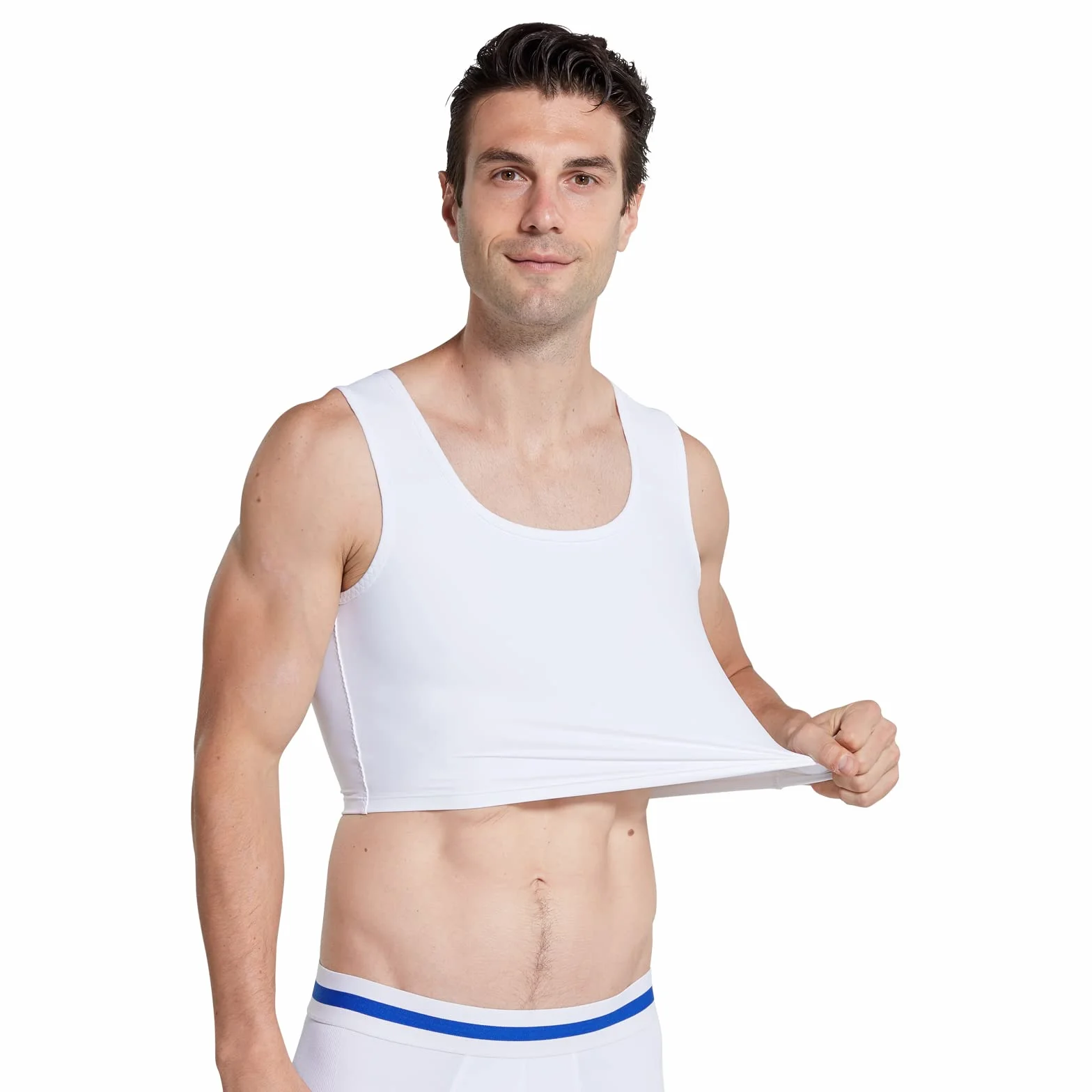 BaronHong Męski ukryty ginekomastia sweter kompresja wyszczuplający podkoszulek męski gorset tank top S Niebieski