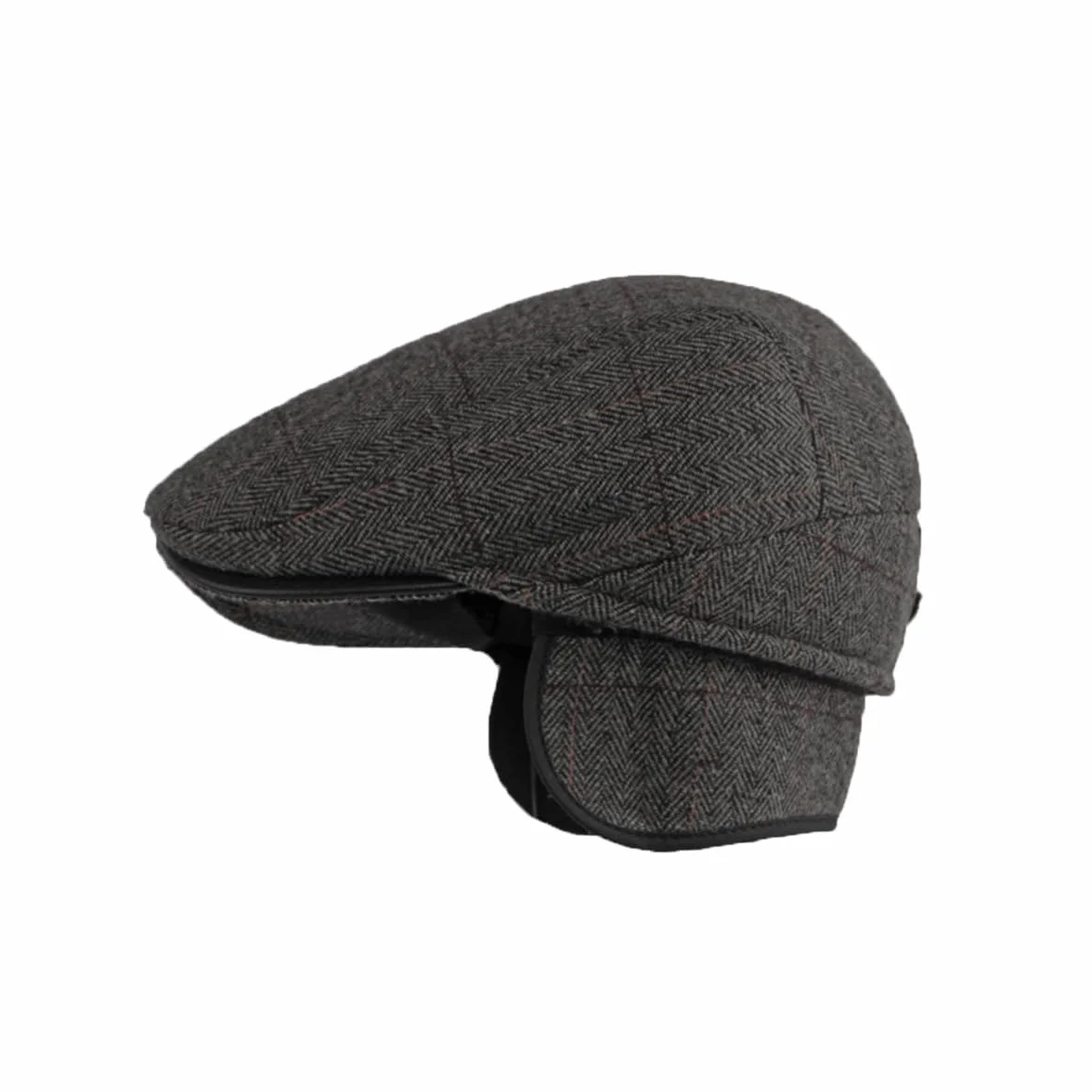 YAMEE Beret zimowa męska ze składaną klapką na uszy, wiatroszczelna, czapka zimowa dla mężczyzn w stylu retro, beret, ciepła czapka z suwakiem, dla mężczyzn i kobiet, czapka Cabbie Cap