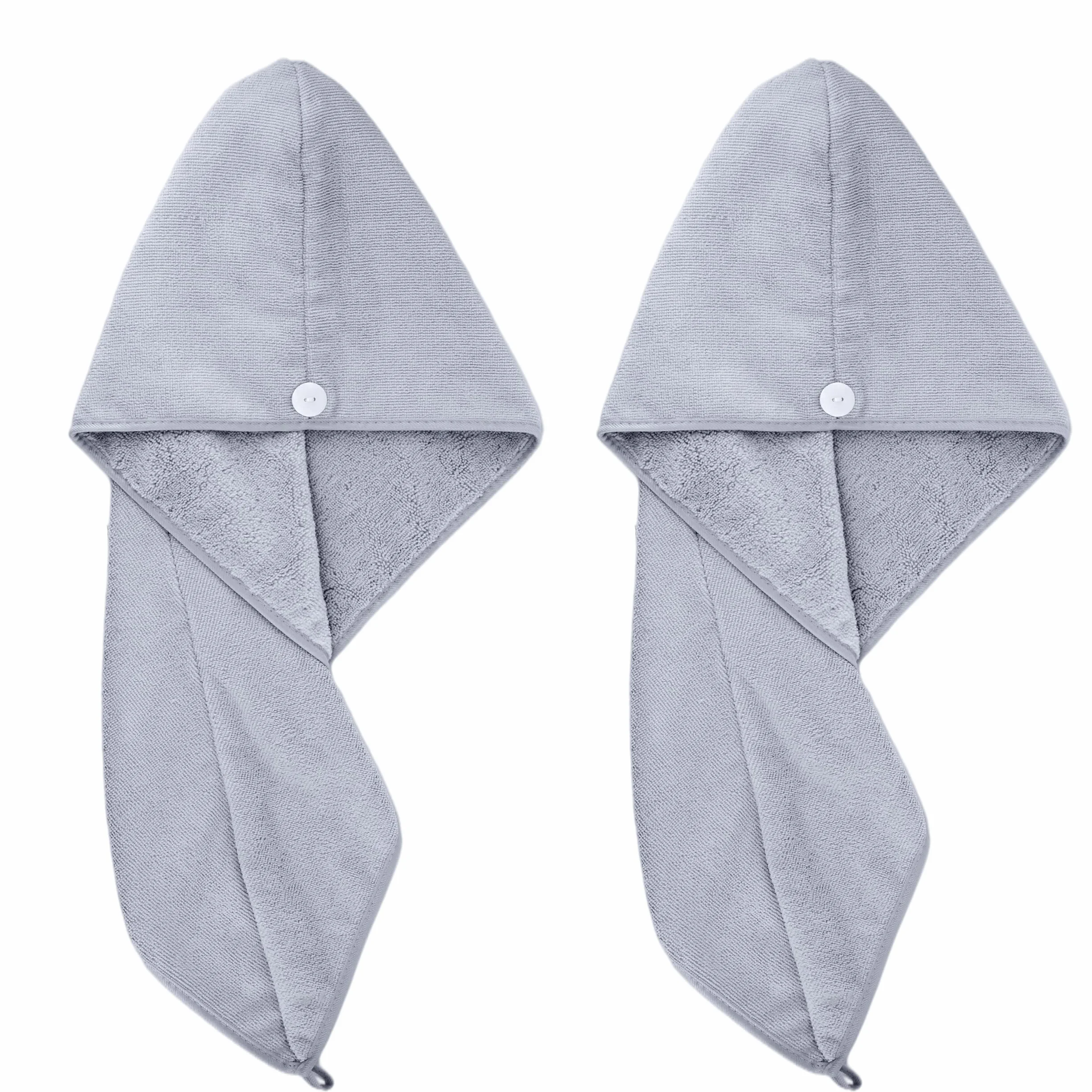 Polyte Ręcznik do włosów z mikrofibry turban szary 30 x 71 cm 2 szt.