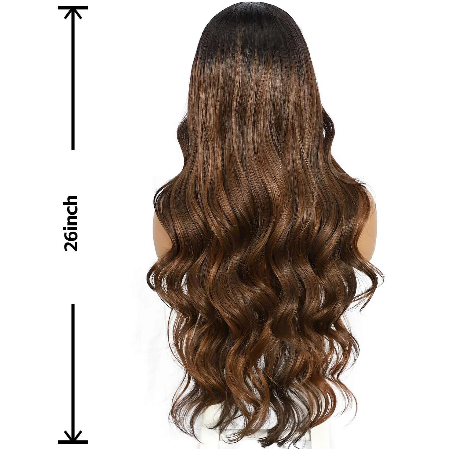 Sapphirewigs Brązowa koronkowa peruka z przodu 13x4 syntetyczna fala balejaż