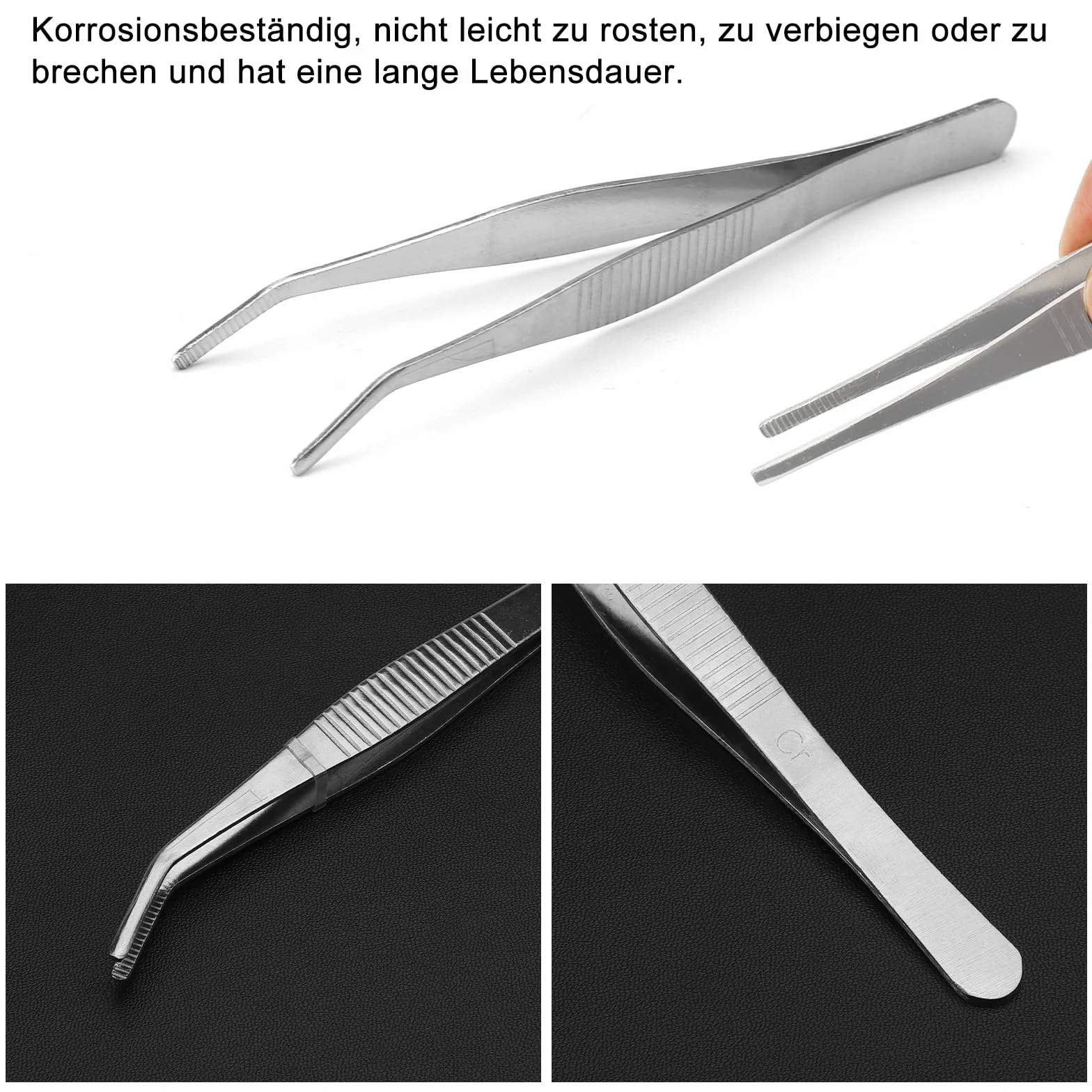 4 zakrzywione pęsety, 14 cm, 2 tępe pęsety ze stali nierdzewnej 12 cm, naprawa ręczna, maszyny do szycia, biżuteria