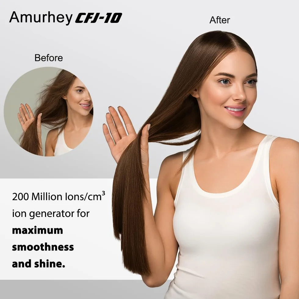 Suszarka do włosów, jonowa suszarka do włosów, 2000 W, strumień powietrza z dyszą do stylizacji i dyfuzorem, suszarka podróżna do włosów, łatwa do złożenia, ok. 250 g/NOWA 2026, 2000 W, suszarka