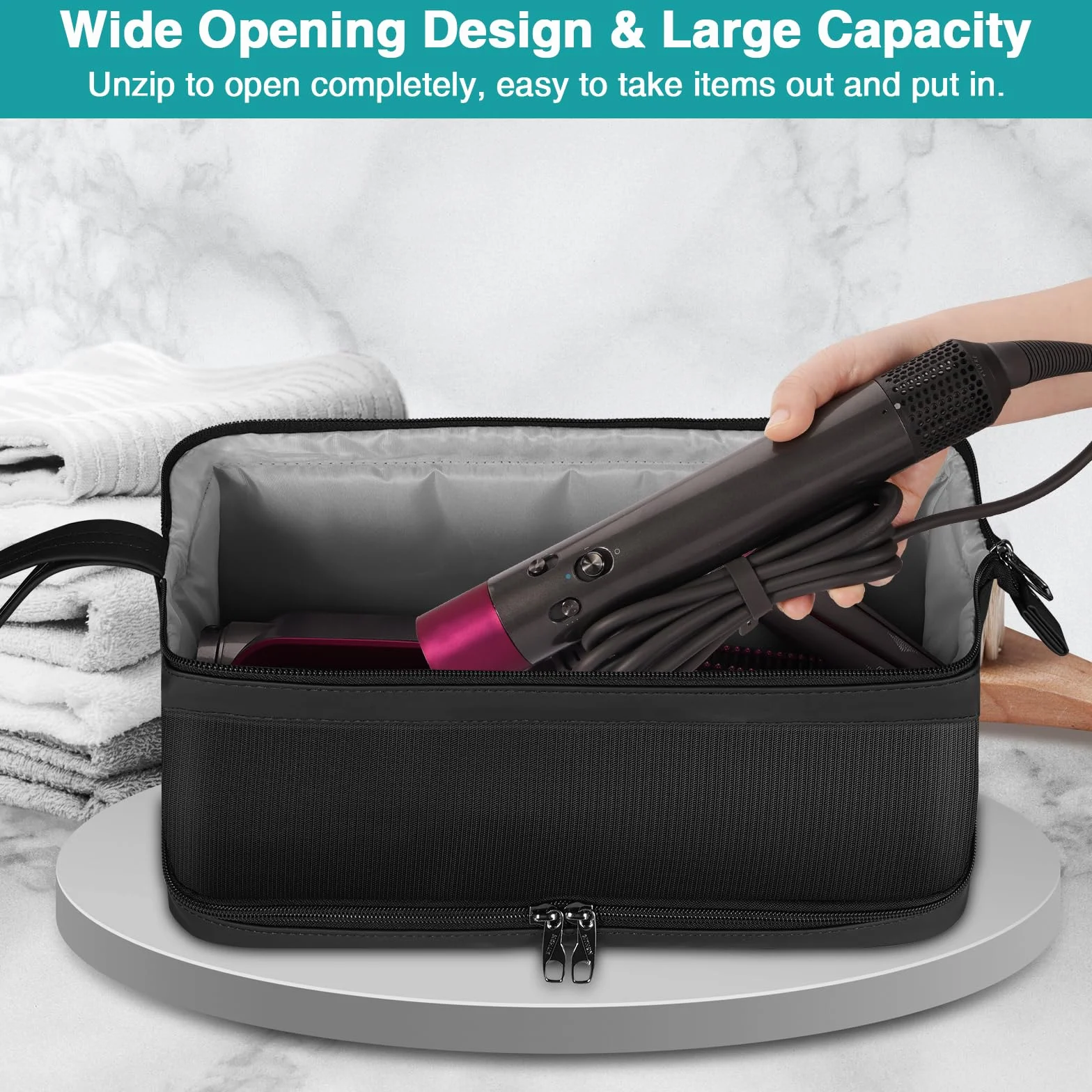 SITHON Dwuwarstwowa Przenośna Torba Podróżna do Dyson Airwrap Styler i Akcesoriów, Torba do Przechowywania Suszarki Dyson Supersonic (Tylko Torba)