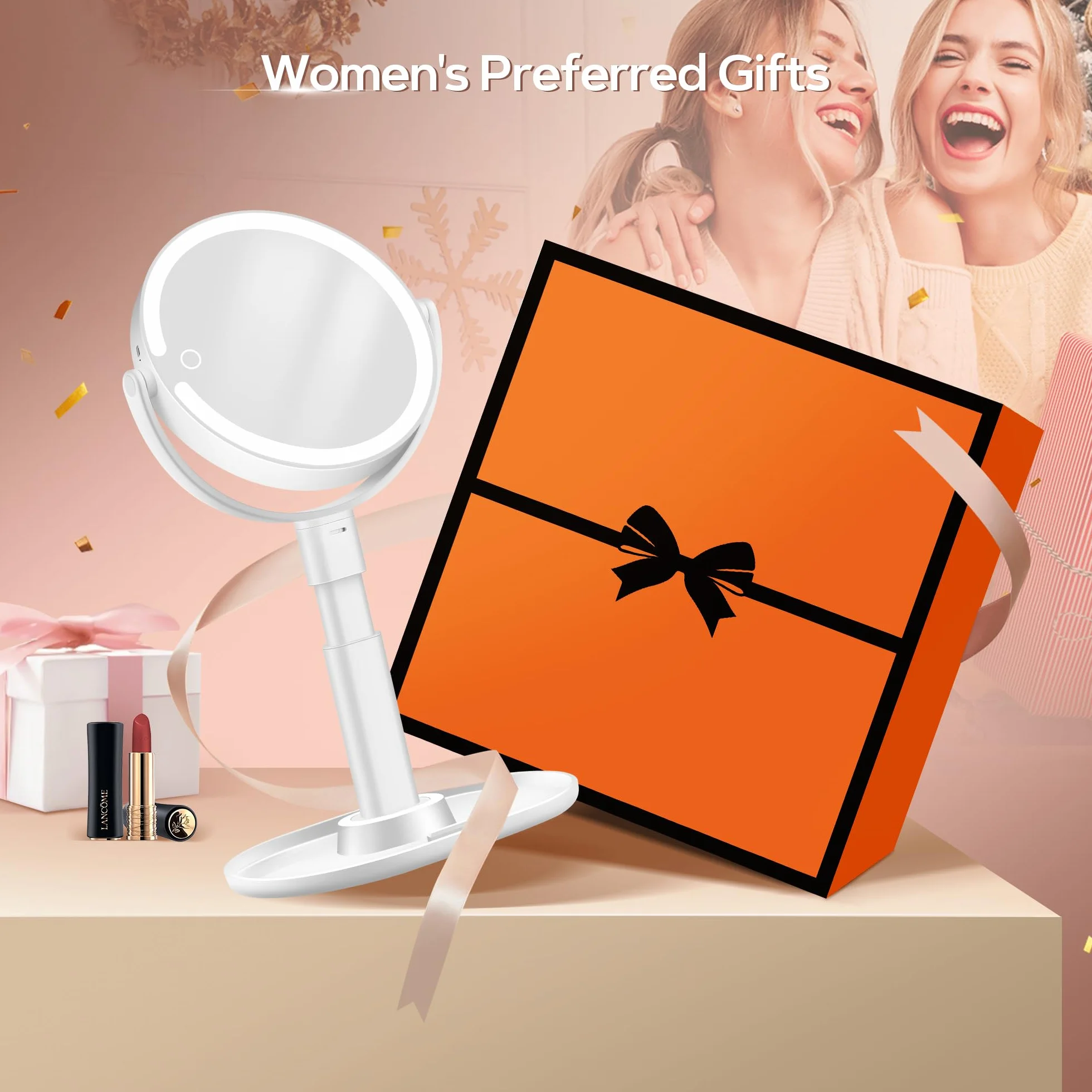 Beauty Planet Podświetlane lusterko do makijażu 20x powiększenie 3 kolory LED ściemniane regulacja wysokości