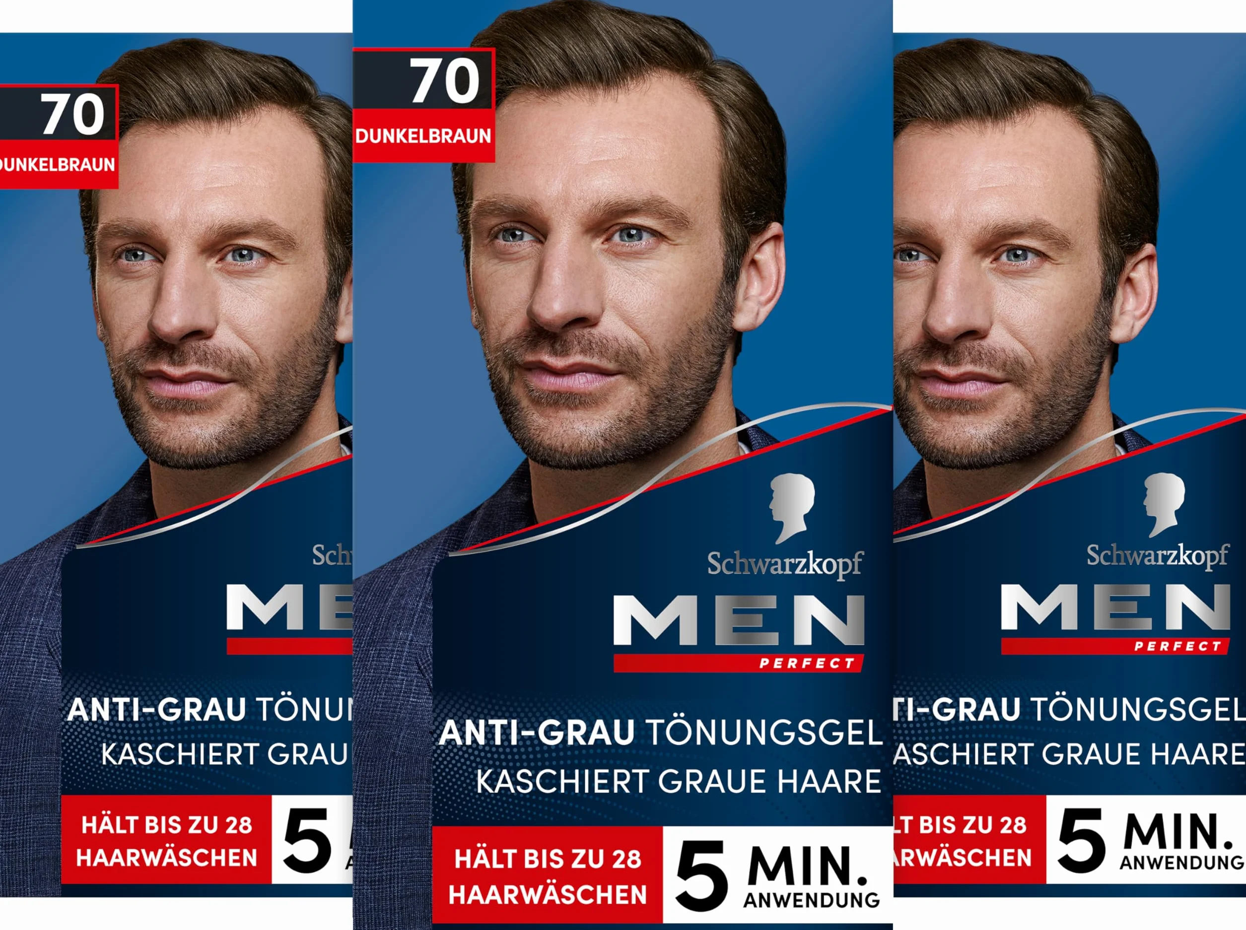 Men Perfect Men Perfect Farba do Włosów, 70 Ciemny Brąz, 3 x 80 ml