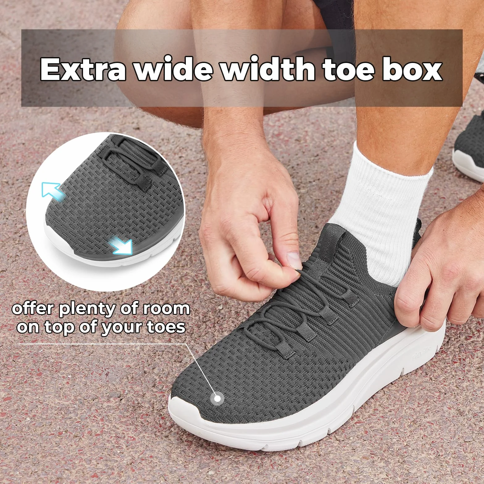 Fitville Slip On Sneakers Męskie Buty Do Chodzenia Extra Wide Buty Sportowe Lekkie Buty Do Biegania Oddychające Buty Do Biegania Fitness Siłownia Na Zewnątrz Slip On Shoes