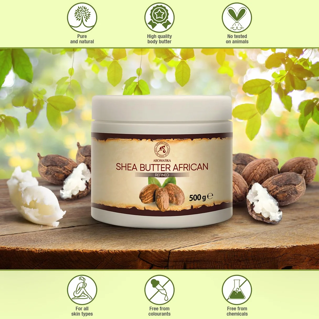 AROMATIKA Shea Butter 500g Refined 100% Pure Natural African Ghana