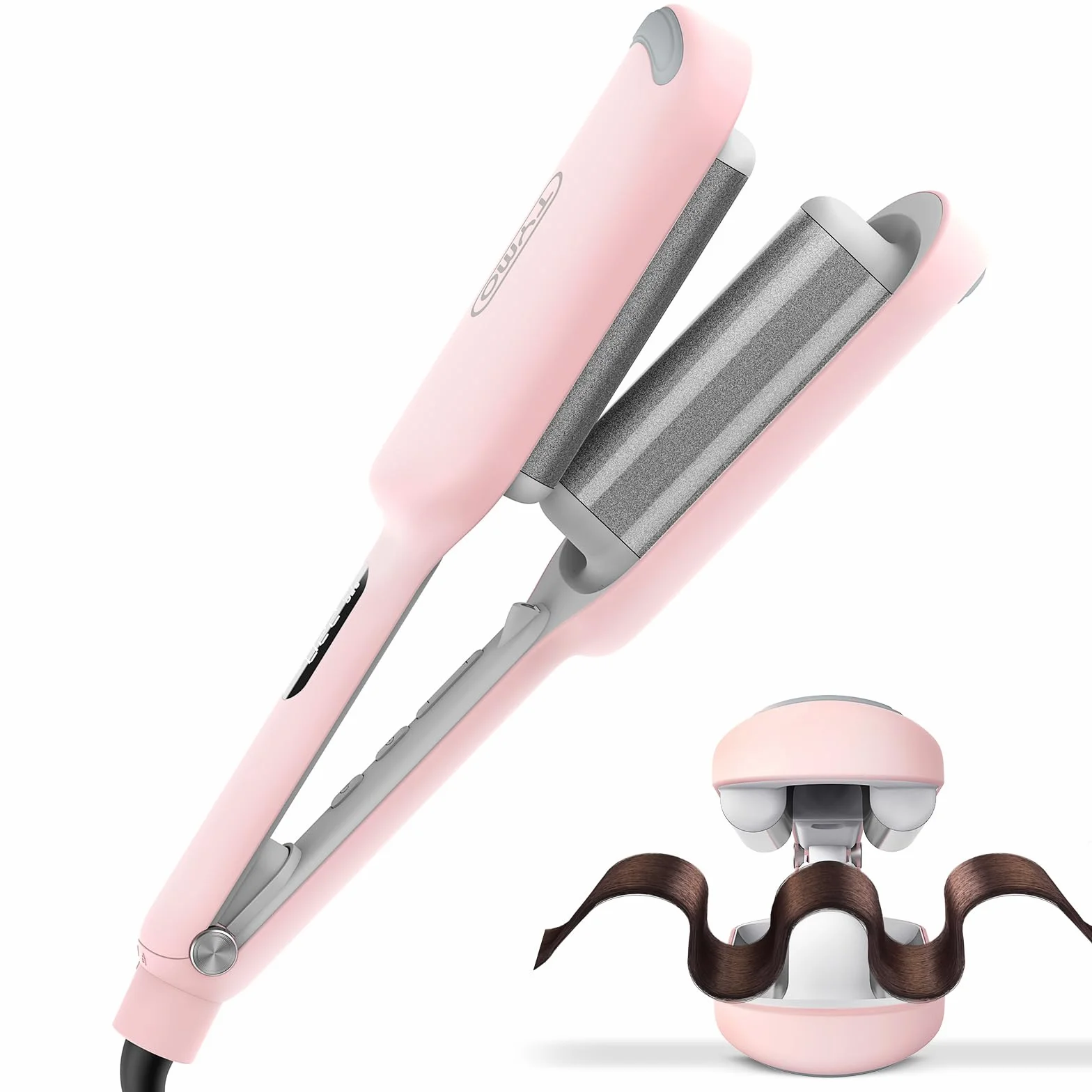 TYMO ROVY Lokówka do Fal dla Włosów, Lokówka do Dużych Loków Odpowiednia dla Początkujących, Hair Crimper Waver Curling Iron 32 mm, 4 Temperaturami i Wyświetlaczem LED, Ochrona Przed Oparzeniami