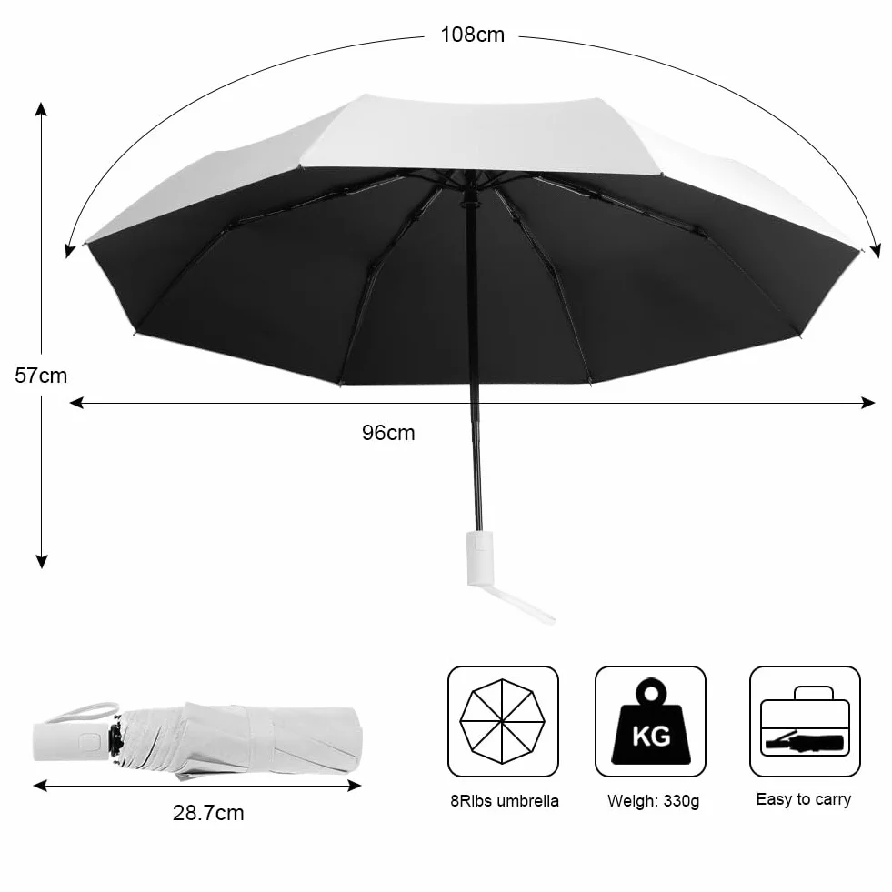 Aolso Wiatroszczelny składany parasol podróżny, mocne, trwałe żebra z włókna szklanego, łatwe automatyczne otwieranie/zamykanie