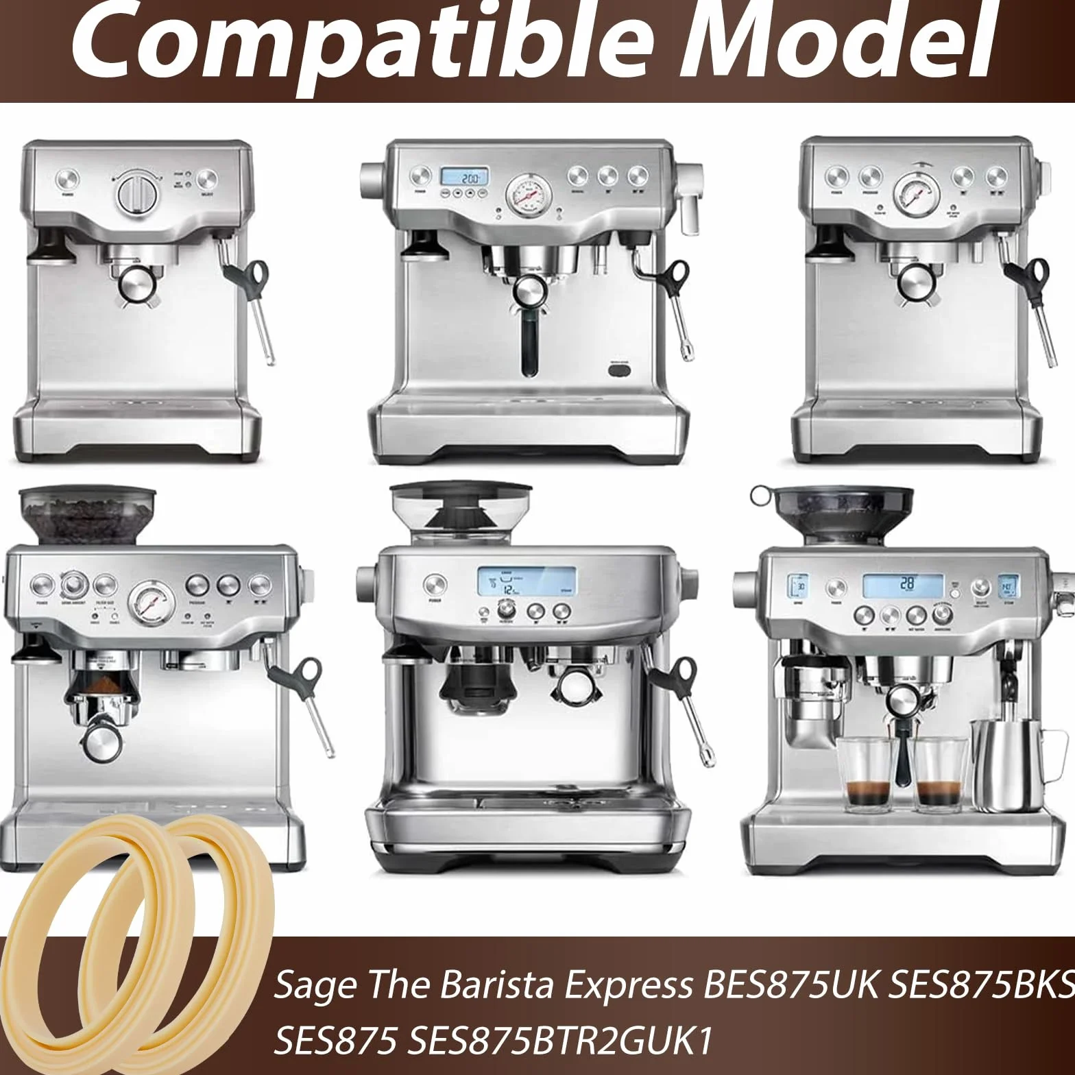 4 sztuki silikonowych pierścieni parowych bez BPA, uszczelka do ekspresu Sage The Barista Express BES875UK SES875BKS SES875BTR2GUK1 Breville ekspres do espresso 878/870/860/840/810/500/450 Sage 500