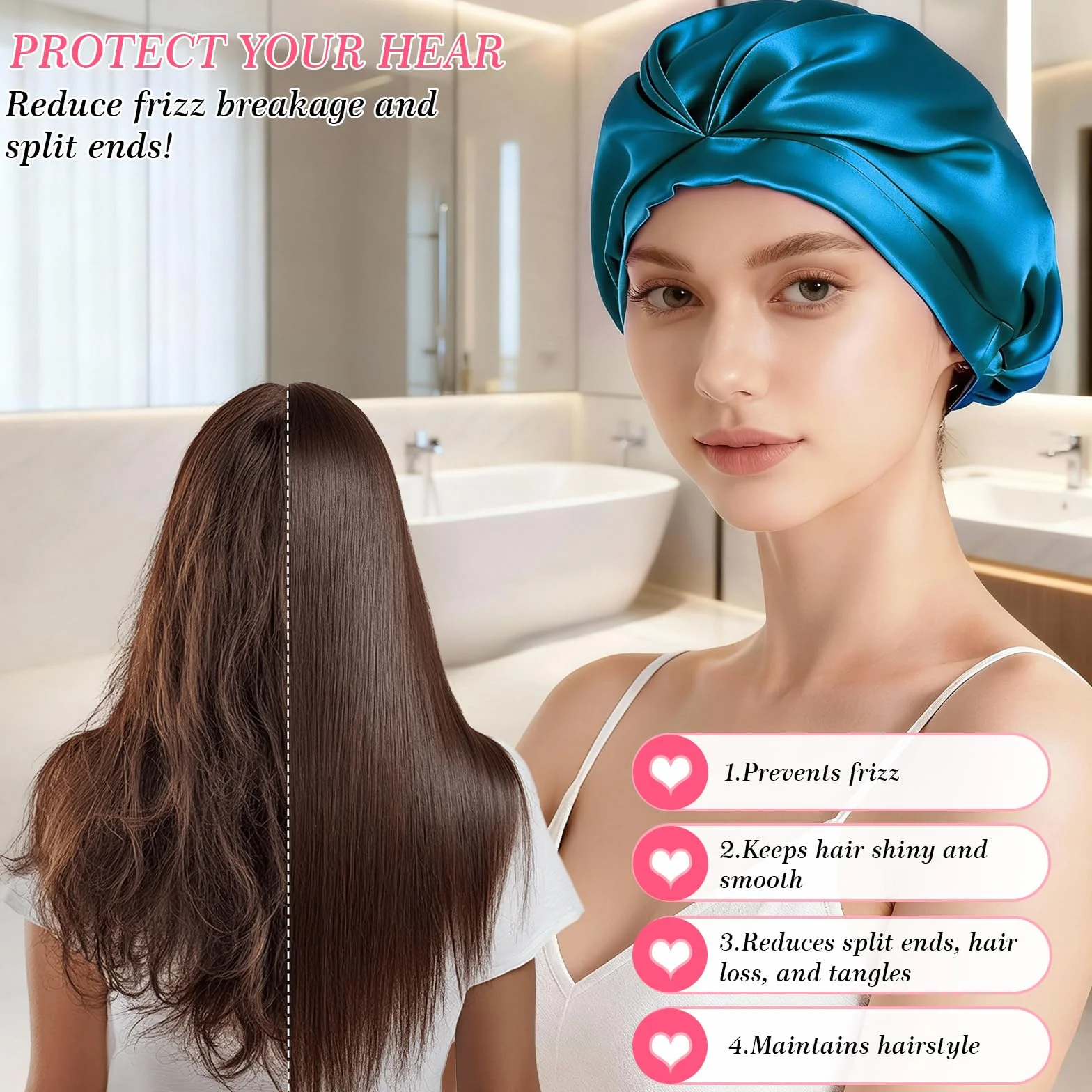 Jedwabny czepek do spania, 100% jedwab morwowy, regulowana, miękka czapka do spania Bonnet jedwabna do kręconych i prostych włosów