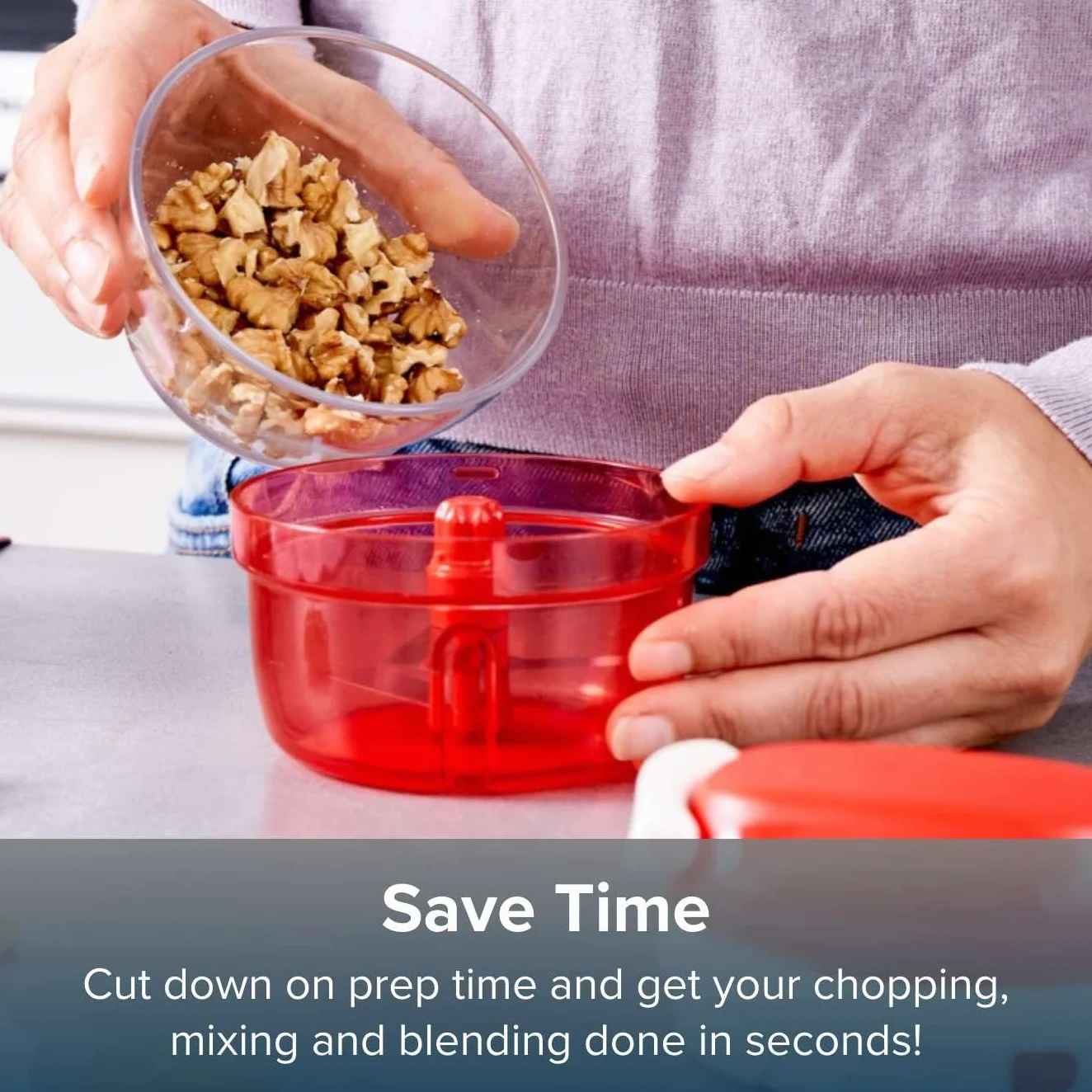 Tupperware SuperSonic Chopper Mini, 300 ml, ręczny robot kuchenny, gadżet kuchenny do rozdrabniania ziół, orzechów, czosnku, warzyw