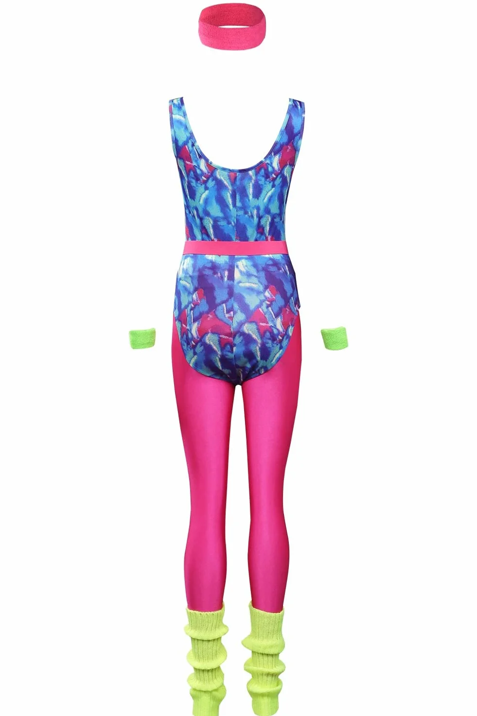Rretro kostium fitness z lat 80. XX wieku, dres treningowy, spodnie do jogi, spodnie z akcesoriami, zestaw kostiumowy na imprezę