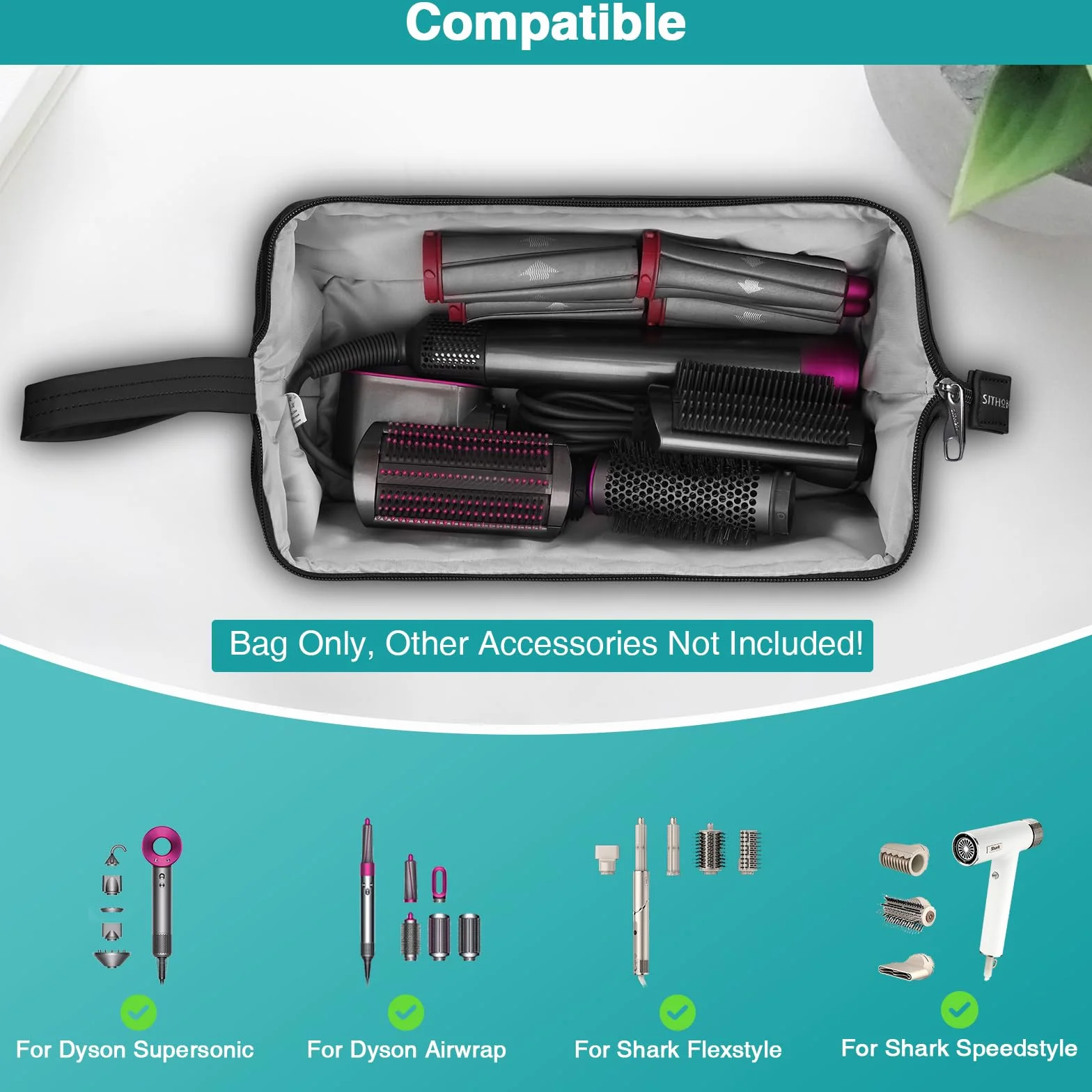 SITHON Dwuwarstwowa Przenośna Torba Podróżna do Dyson Airwrap Styler i Akcesoriów, Torba do Przechowywania Suszarki Dyson Supersonic (Tylko Torba)