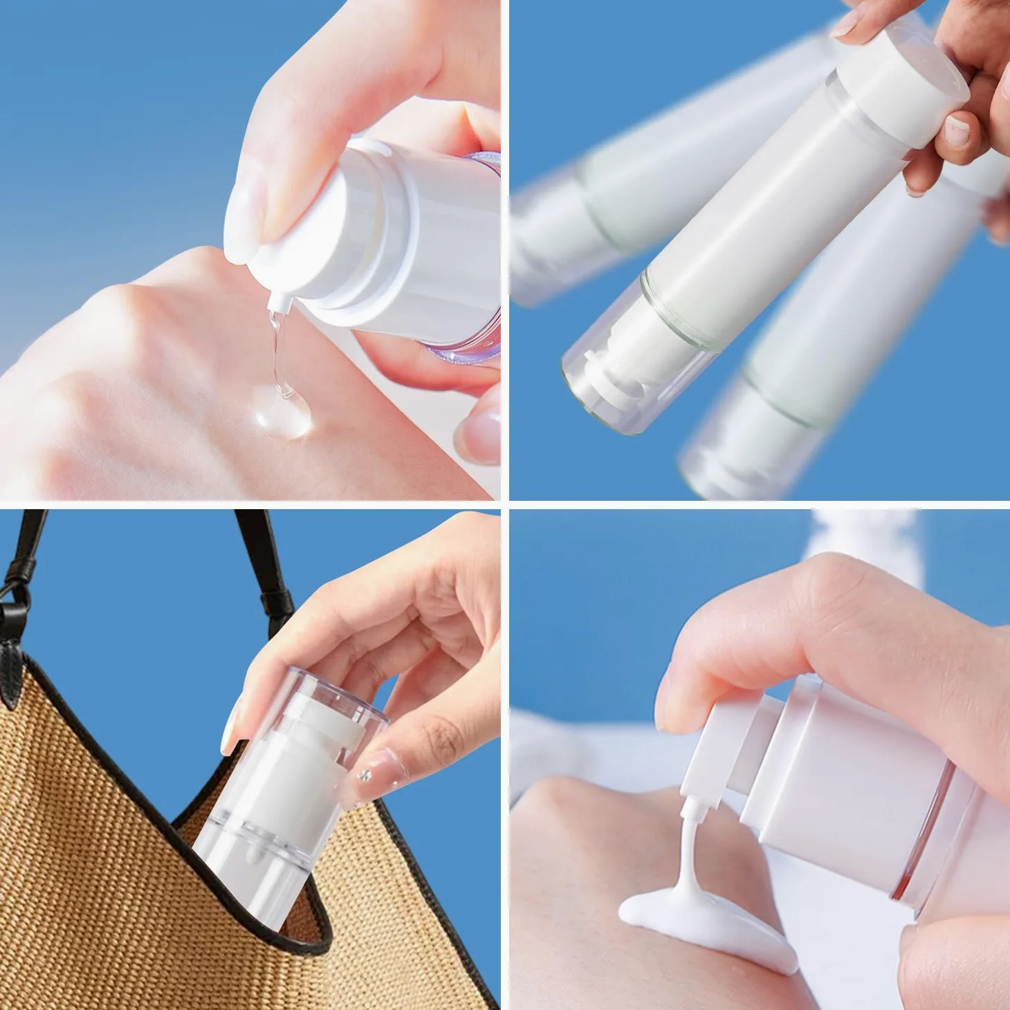 Próżniowe butelki podróżne Airless Dozownik 100 ml 6 sztuk puste na krem balsam szampon