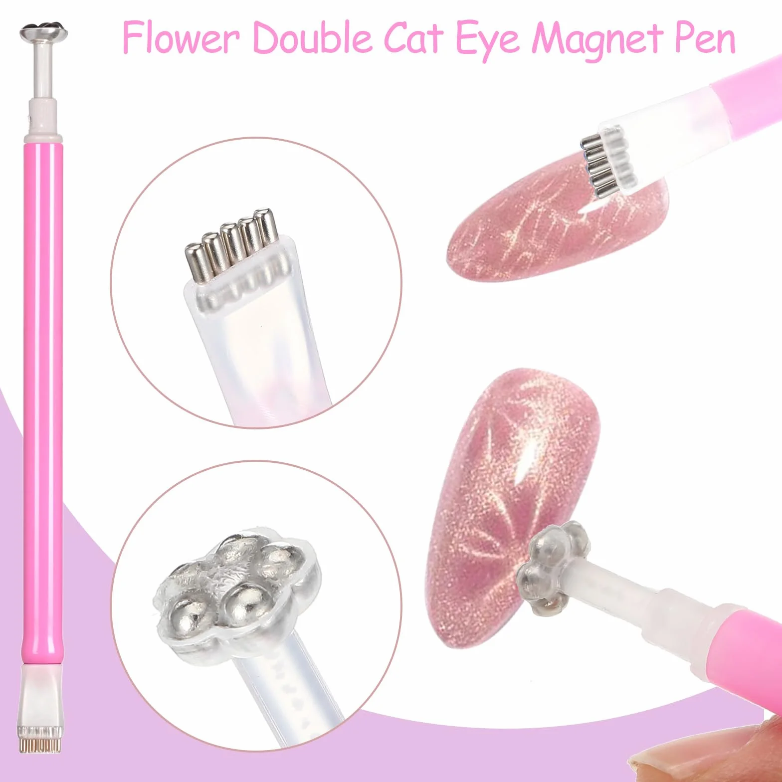 Bewudy 16 sztuk narzędzi do zdobienia paznokci, sztyft magnetyczny, "zrób to sam", 3D, kocie oko, magnes, do kocich oczu, magiczny efekt, narzędzie do żelu, pudru lub lakieru do paznokci