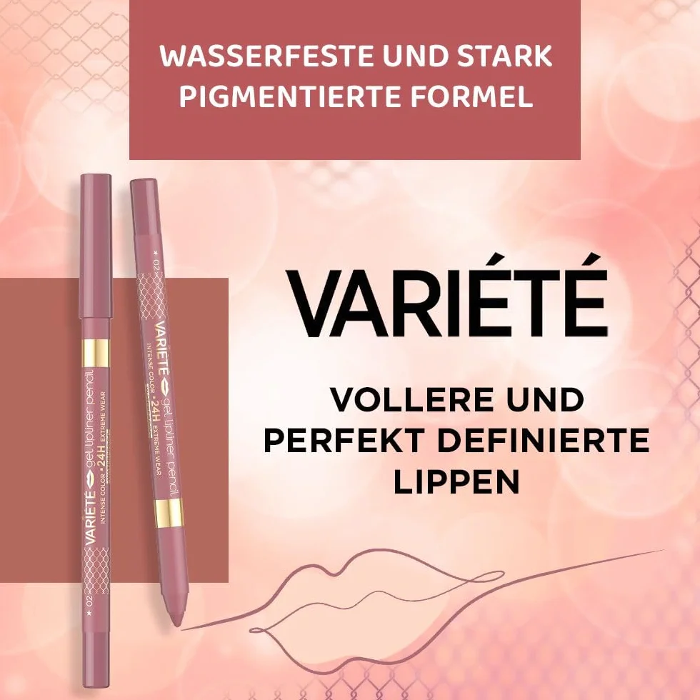 Eveline Cosmetics - Variété, żelowa konturówka do ust nr 01, wodoodporna, trwała konturówka do ust, wodoodporna, trwała, intensywnie pigmentowana