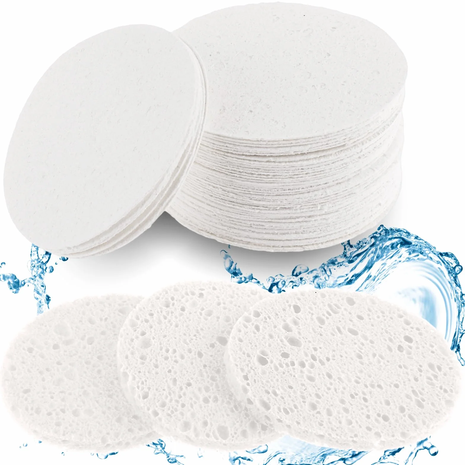 Yolev 50 sztuk Skompresowana gąbka do twarzy Spa naturalne piękno wielokrotnego użytku oczyszczanie twarzy i peeling do codziennej pielęgnacji skóry i demakijażu do twarzy Gąbki