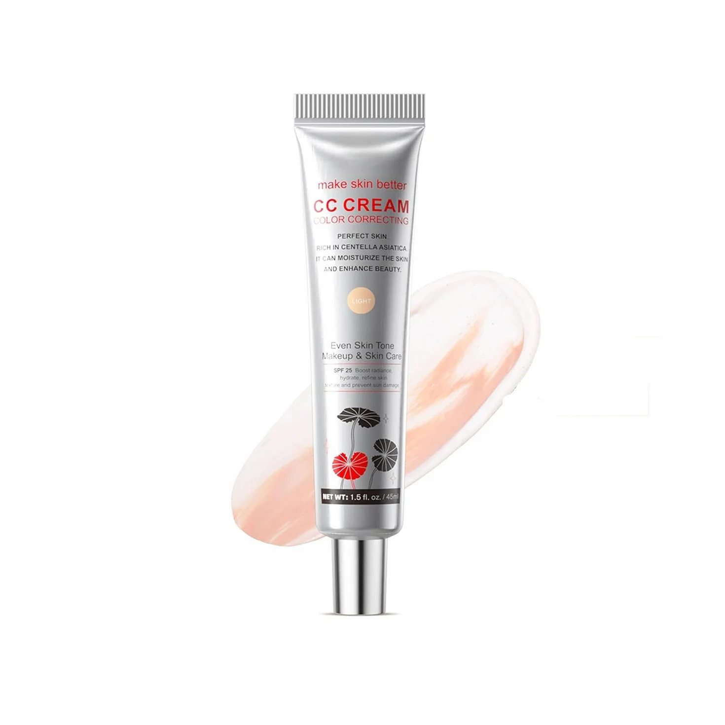 CC Cream koreański krem korekcyjny Color Maquillage z SPF 25, lekki barwiony nawilżający i korektor, długi chwyt dla naturalnej promiennej skóry, efekt matujący i rozjaśniający (LIGHT, 45 ml)