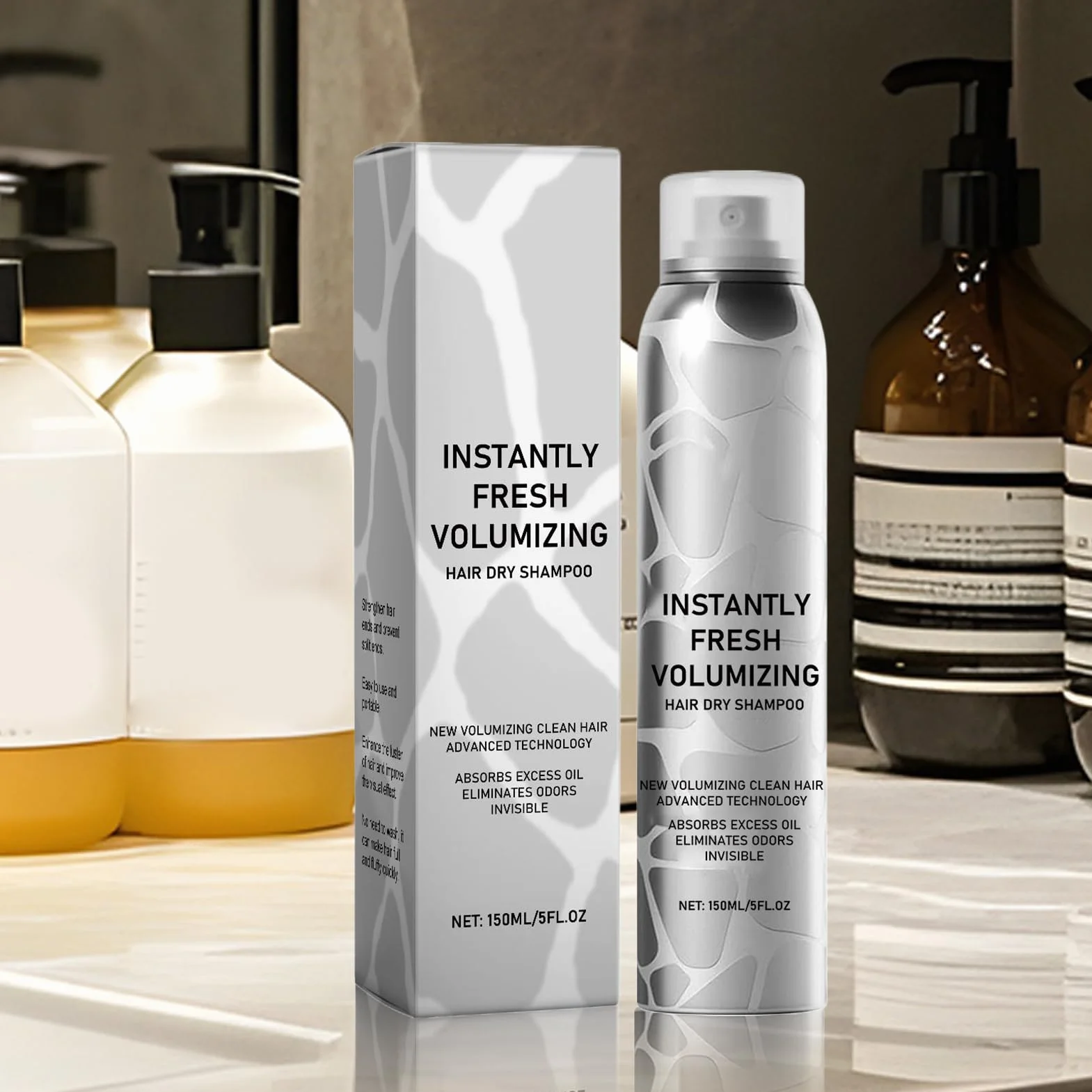 Suchy i szampon do ciemnych włosów, 150 ml, spray do pielęgnacji, idealny do sportu, podróży, pływania i przed stylizacją