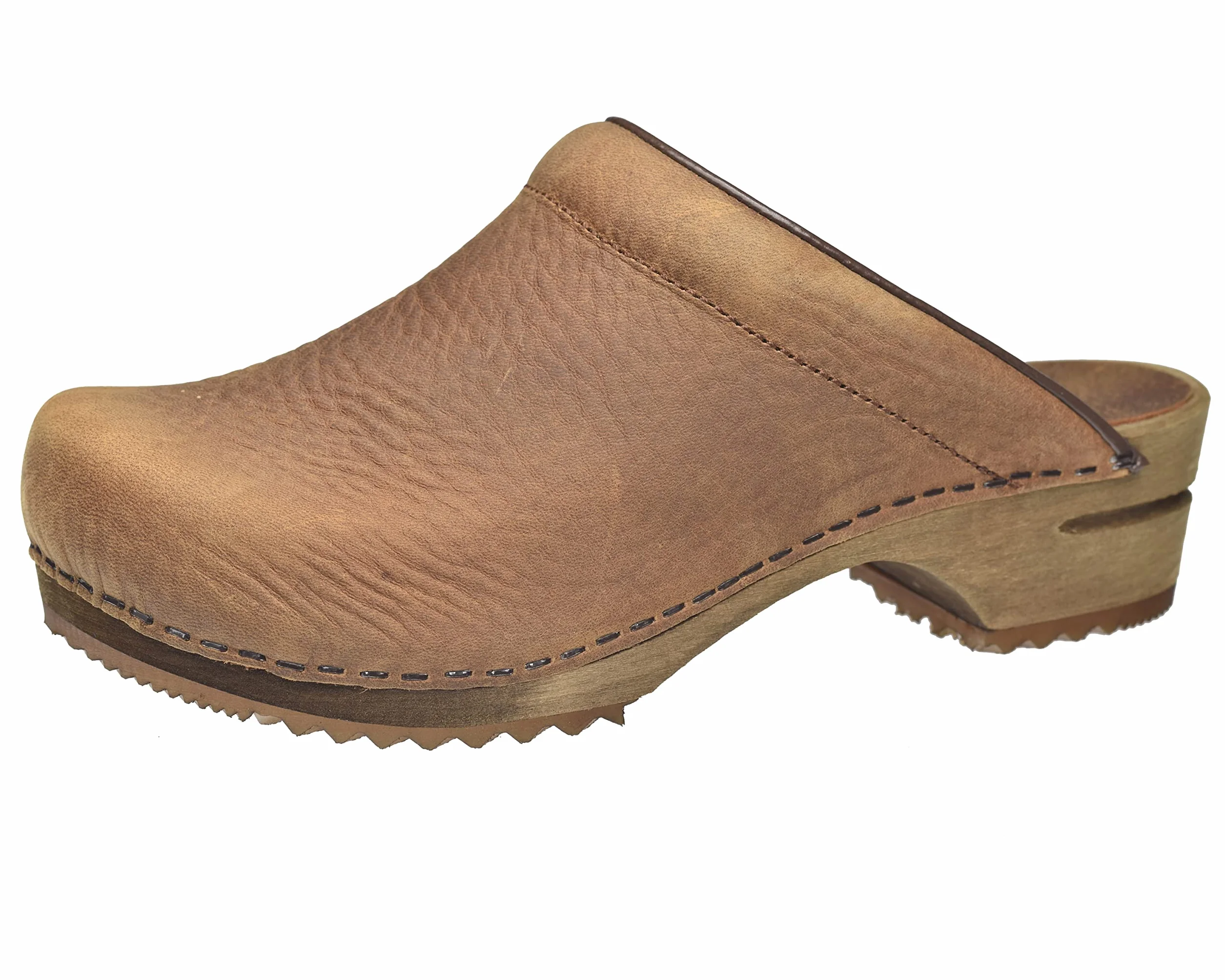 Sanita Chrissy otwarte chodaki | oryginalne r?cznie wykonane | skórzane drewniane chodaki dla kobiet, br?zowy - Chestnut Brown - 40 EU
