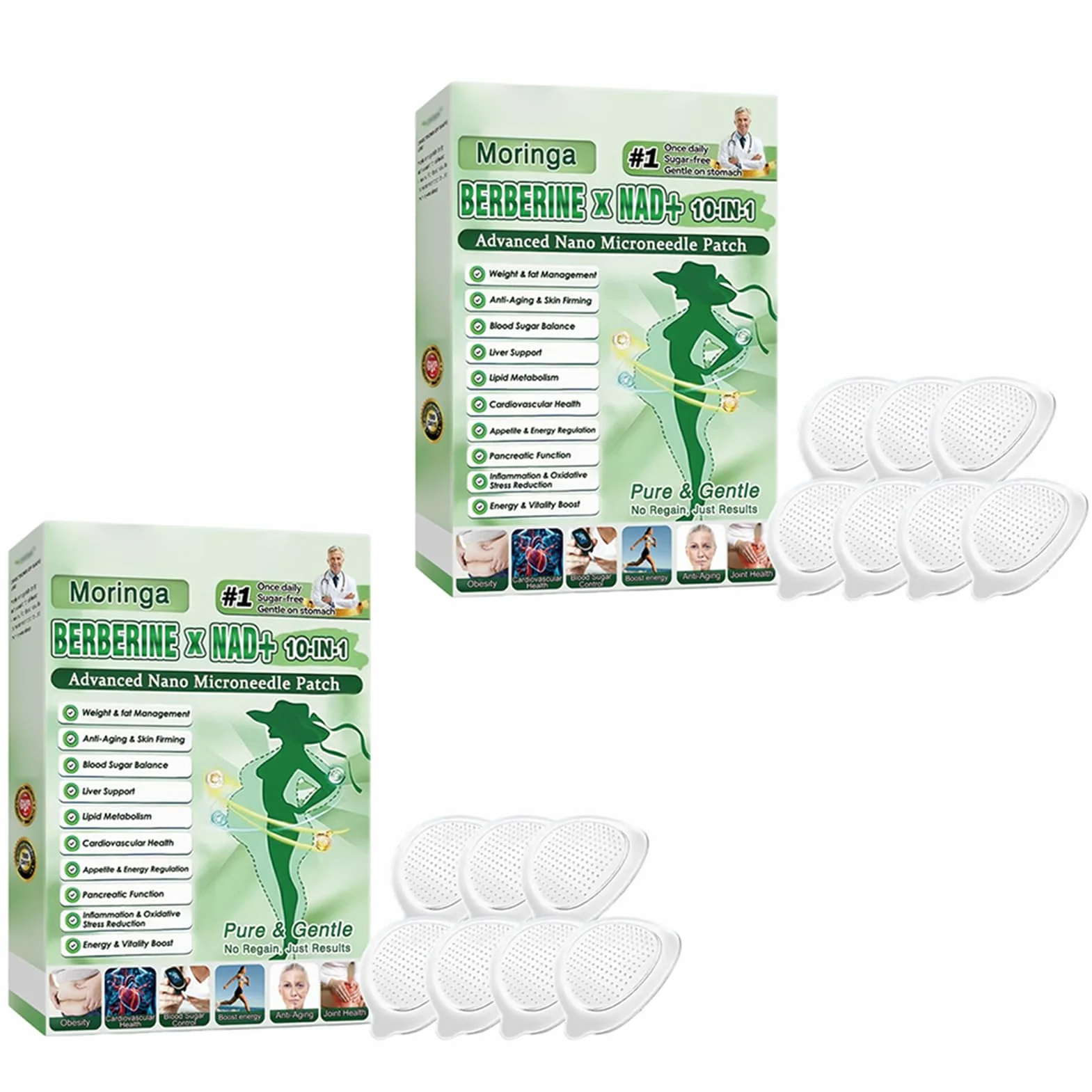 Moringa Berberine plastry wyszczuplające 10 w 1 nano-mikroneedle 2 szt