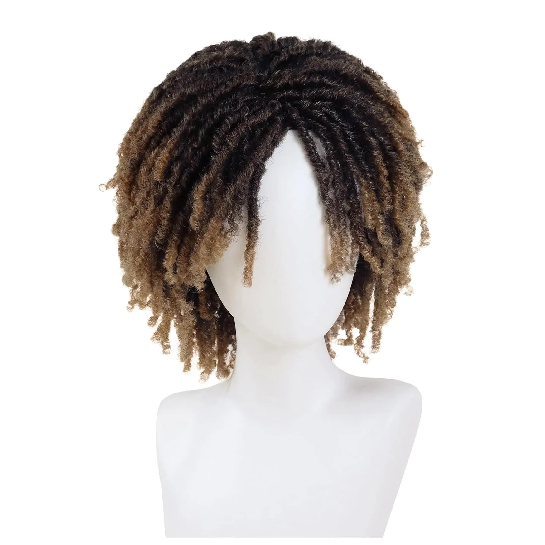 1 Szt. Peruka Z Dredami Fałszywe Dredy Włosy Syntetyczne Krótkie Kręcone Warkocze Peruki Dla Kobiet I Mężczyzn Afro Szydełkowe Męskie 14 Cali(Ombre Blonde)