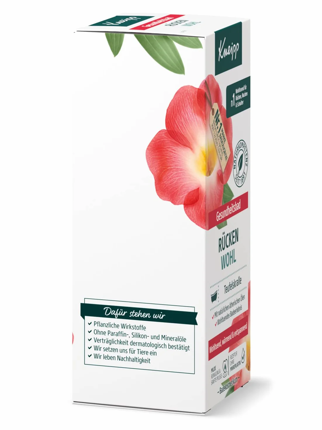 Kneipp Kąpiel zdrowotna dla pleców Wohl – olejek do kąpieli z cennym ekstraktem z diabelskiego pazura i naturalnych olejków eterycznych z lawendy i cajeputu – na plecy, kark i ramiona, 100 ml