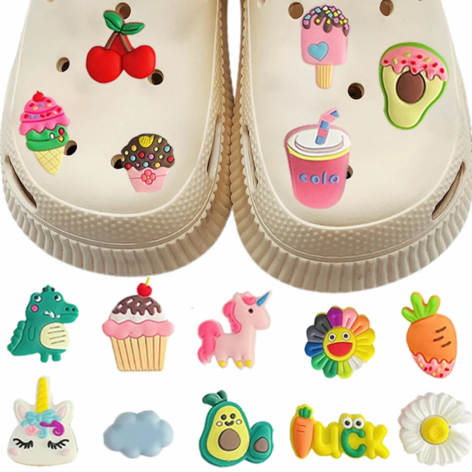 30 sztuk zawieszek do butów, przypinki do Crocs, zawieszki do butów, akcesoria dla dziewcząt, chłopców, bransoletki, dekoracje imprezowe, prezenty urodzinowe, one size, ABS, Bez kamieni