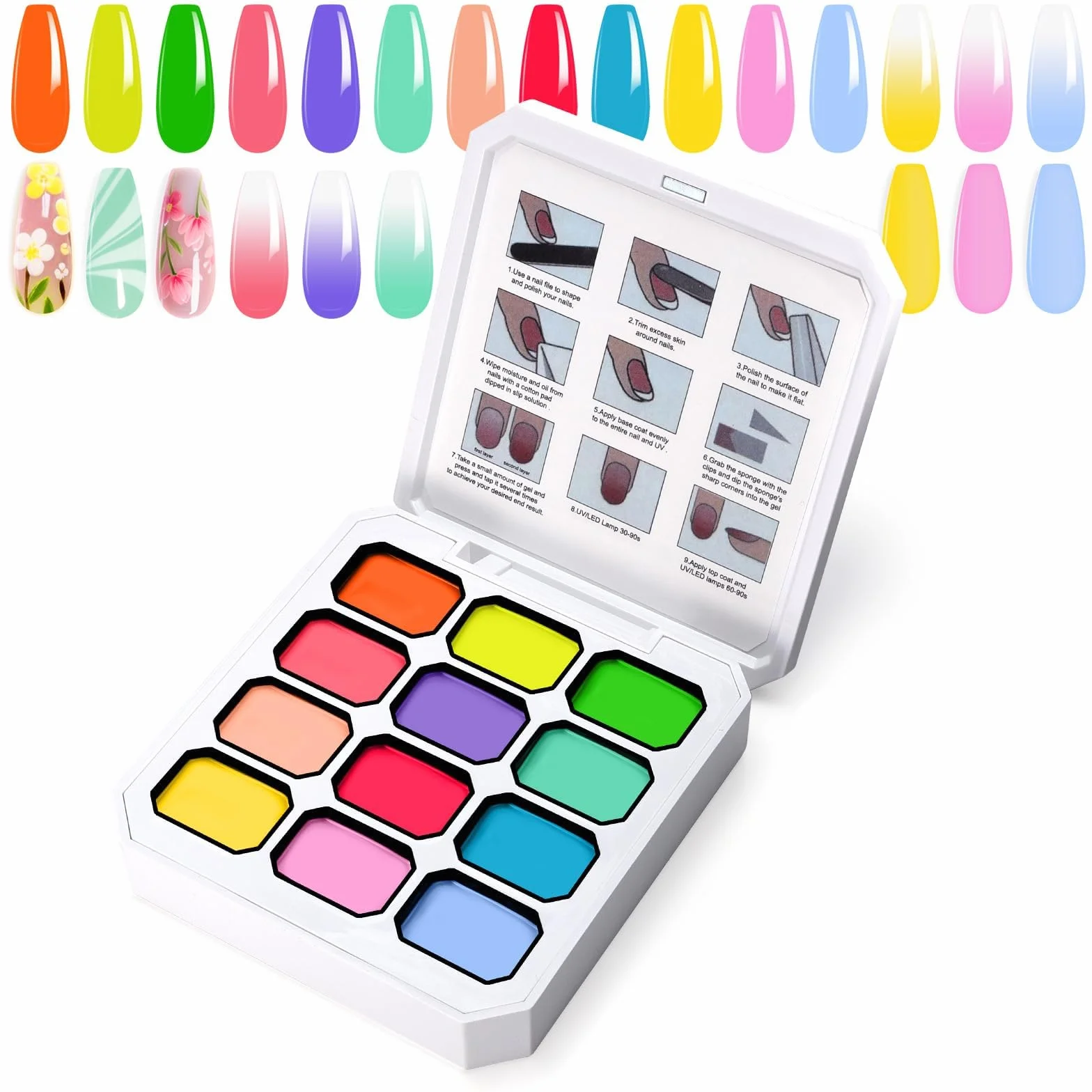 Żel do malowania gradientowego, 12 kolorów ombre żelowy lakier do paznokci ombre, paznokcie aura, francuski manicure, DIY, sztuka paznokci, paleta C