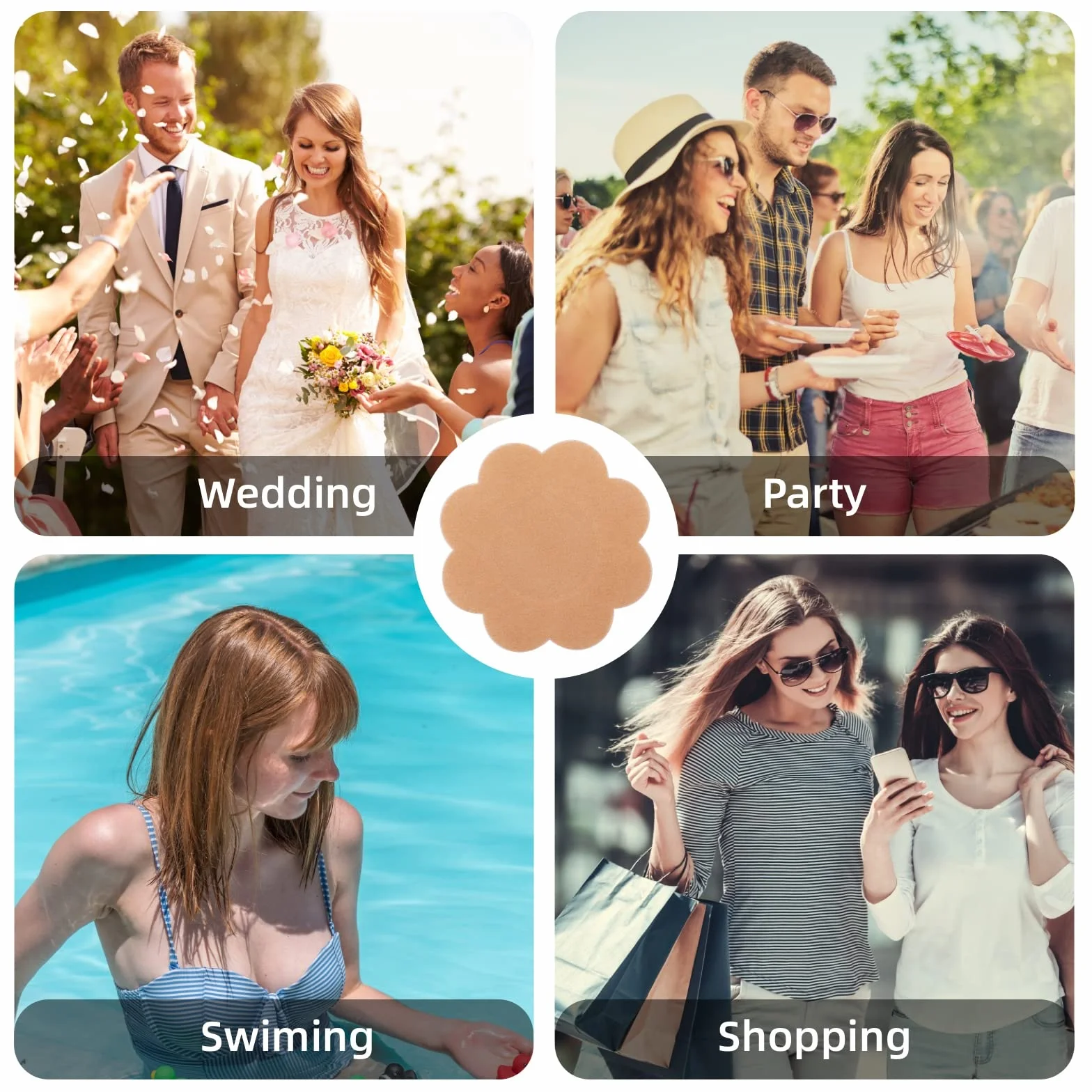 Sibba Nipple Cover Pasties Pokrowce Beżowe Płatek Piersi Naklejki Taśma Pasty Bezproblemowe Lift Sticky Silikon Oddychająca Bielizna Akcesoria Sukienka