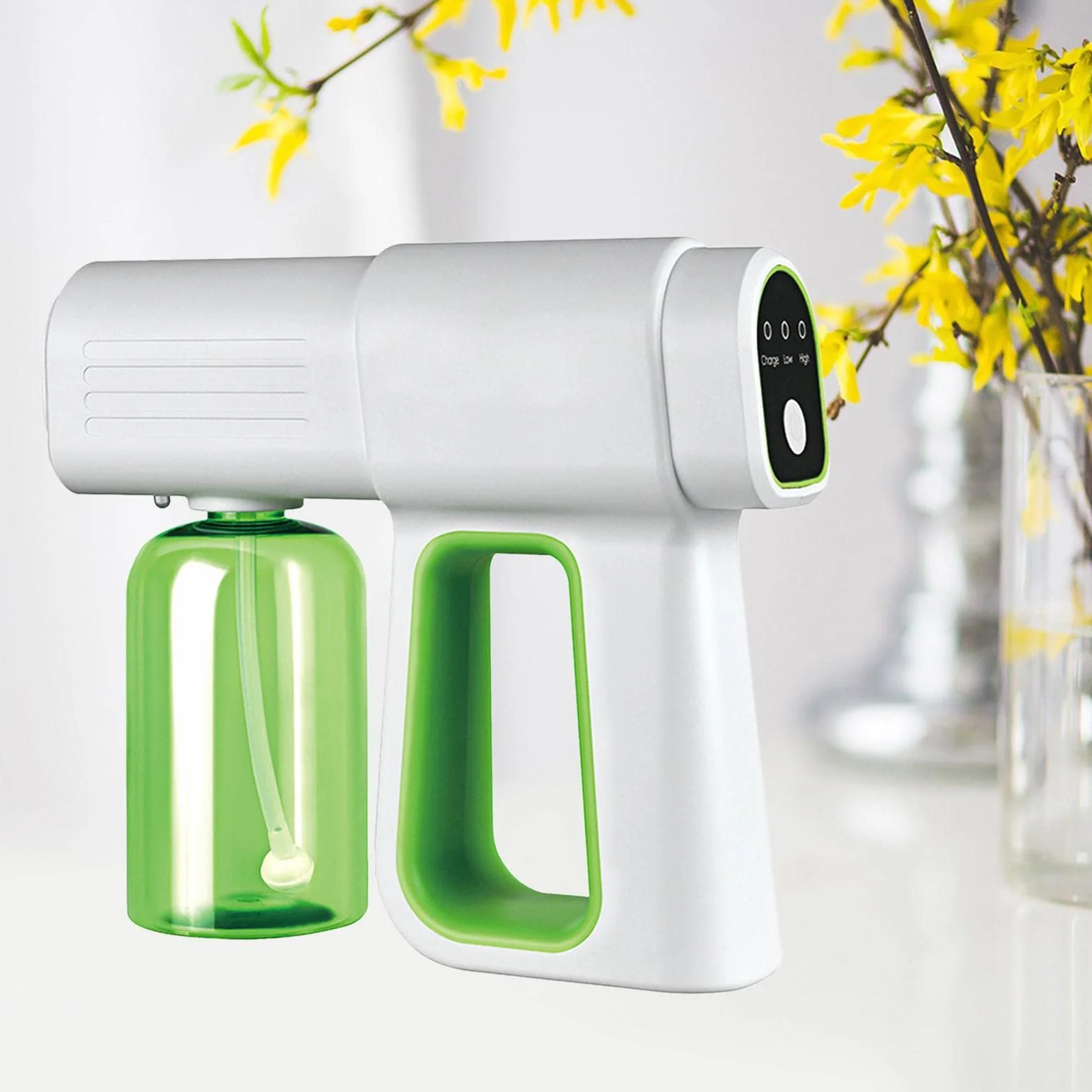 Nano pistolet parowy z ładowaniem USB z niebieskim | elektryczna zamgławiarka do domowego biura | 2600 mAh 380 ml - zielony